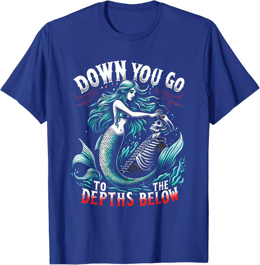 Spooky Sirens Horror Mermaid Creepy Mermaid Haunted Sea T-Shirt - T-Shirt | Royal