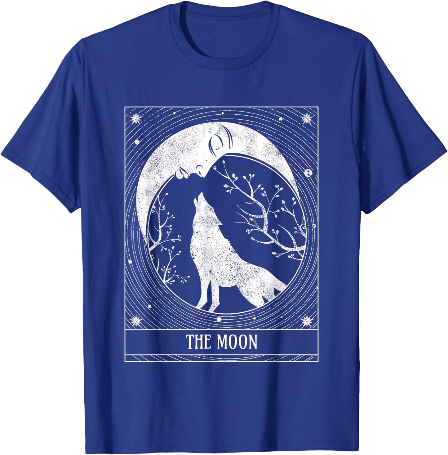 Distressed Crescent Moon and Wolf Tarot Card T-Shirt - T-Shirt | Royal
