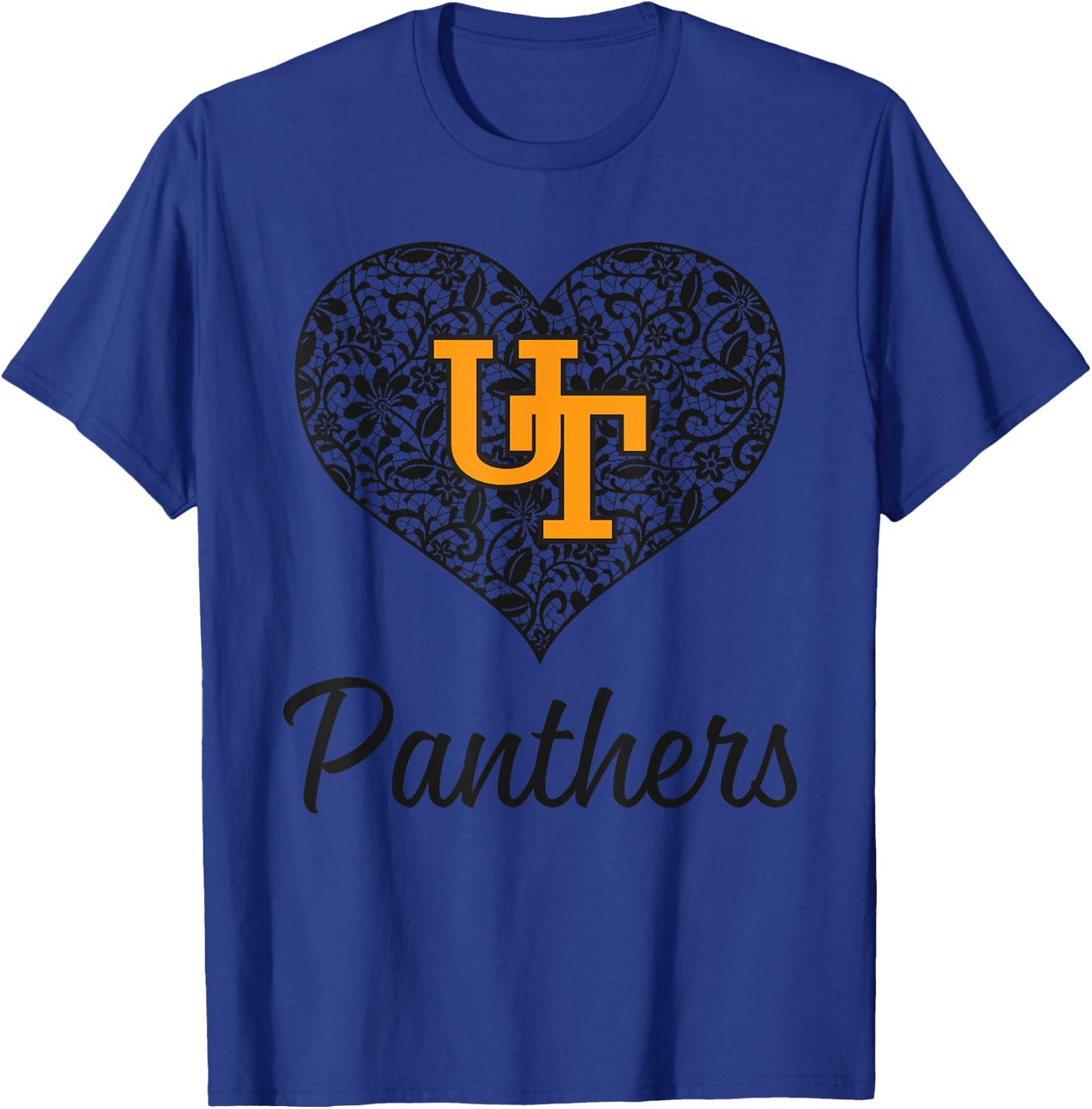 United Township Panthers Logo Lace Heart HS T-Shirt - T-Shirt | Royal