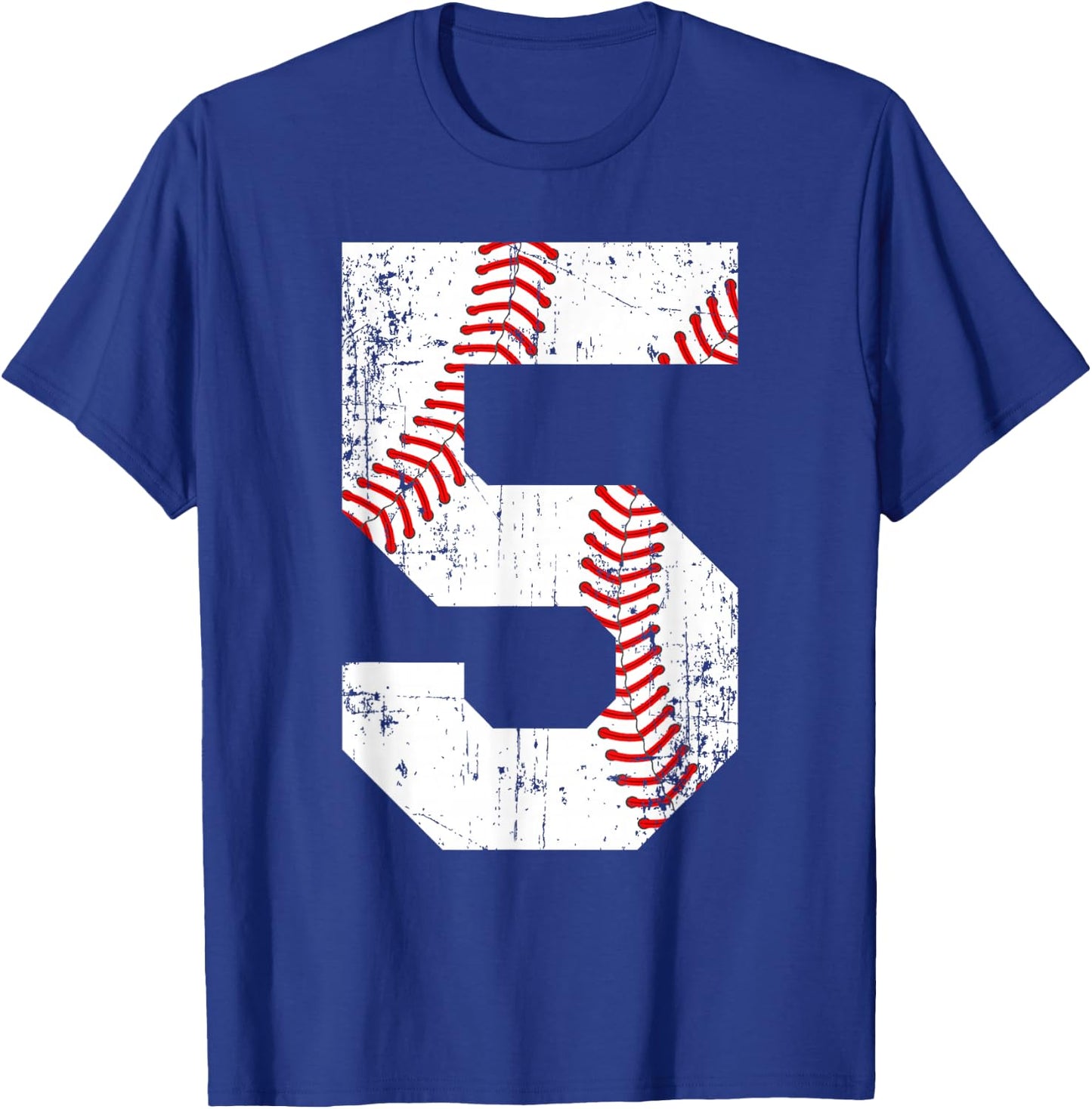 Vintage Baseball 5 Jersey Number T-Shirt - T-Shirt | Royal