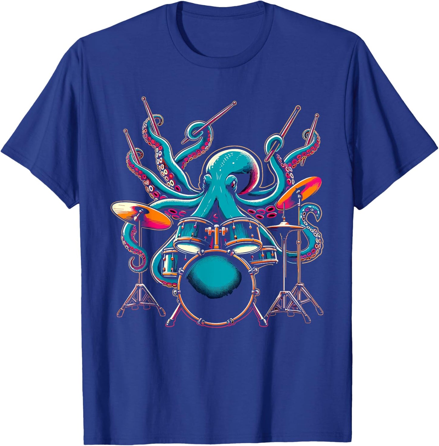 Octopus Drums Drummer Novelty Music Lover Funny Drummer , black T-Shirt - T-Shirt | Royal