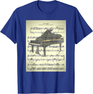 Fur Elise Beethoven Piano Sheet Music Vintage Look T-Shirt - T-Shirt | Royal