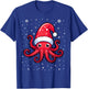 Cute Octopus Christmas Santa Hat Xmas Pajama T-Shirt - T-Shirt | Royal