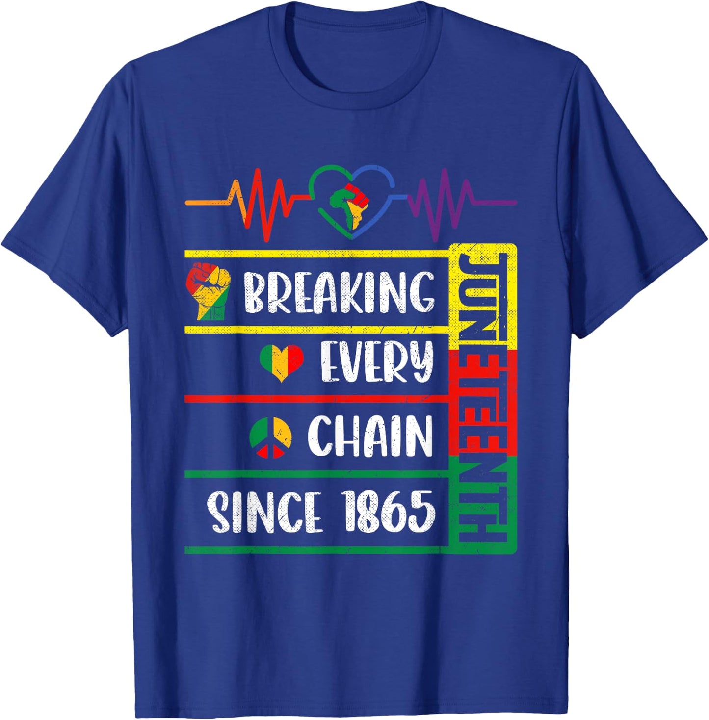 Juneteenth Breaking Every Chain Since 1865 Freedom Day T-Shirt - T-Shirt | Royal