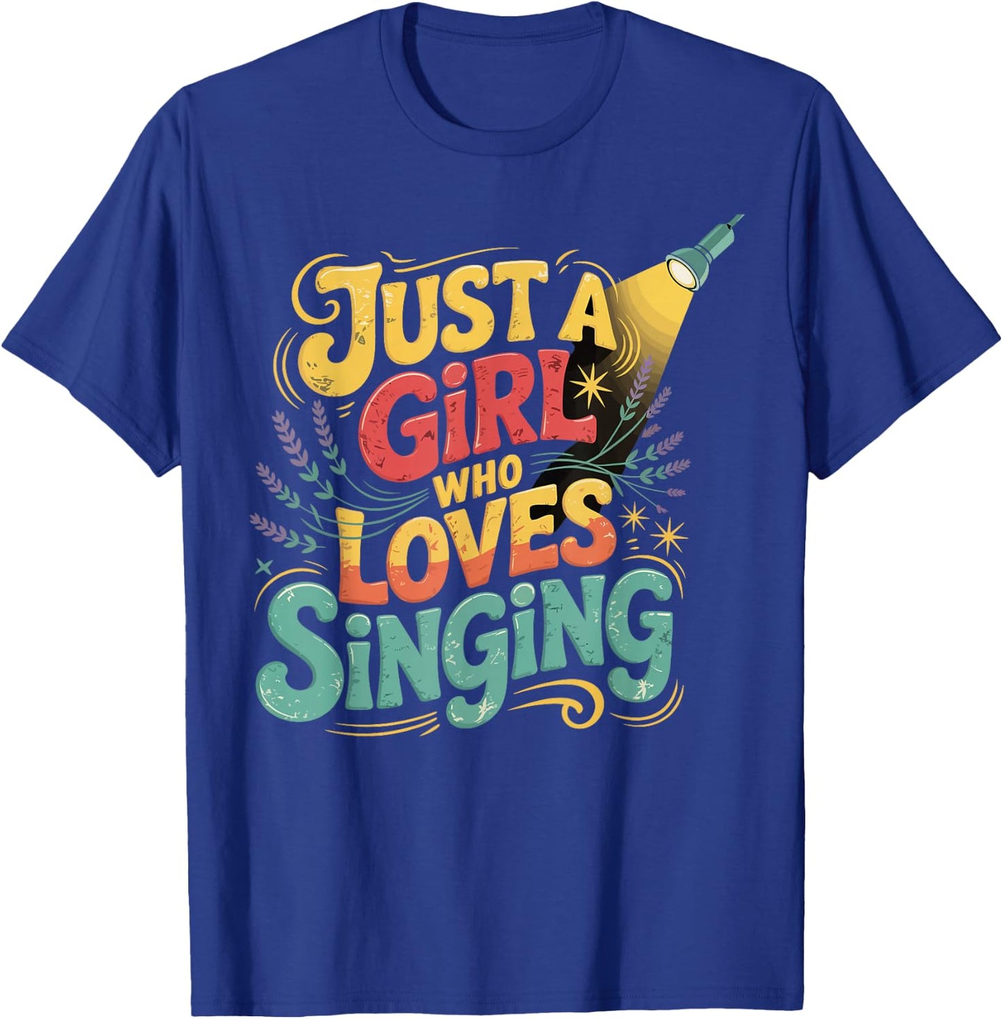 Just a Girl Who Loves Singing Vintage Music Gifts T-Shirt - T-Shirt | Royal