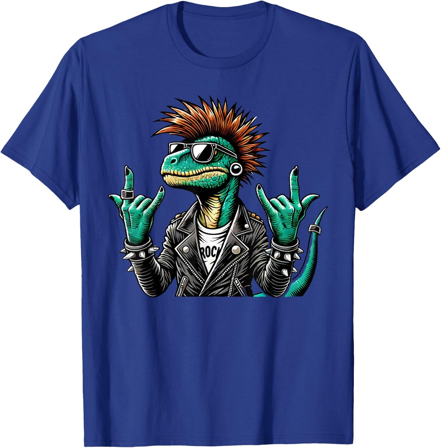 Funny Punk Dinosaur, Cute Rock Dinosaur Gothic Rex Dinosaur , Black, S T-Shirt - T-Shirt | Royal