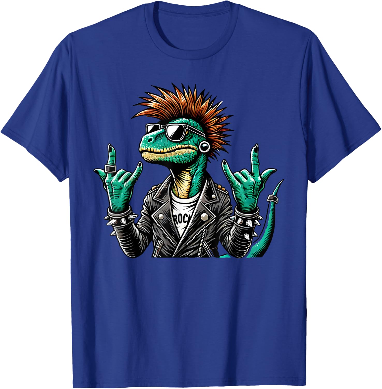 Funny Punk Dinosaur, Cute Rock Dinosaur Gothic Rex Dinosaur , Black, S T-Shirt - T-Shirt | Royal