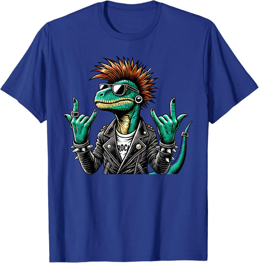 Funny Punk Dinosaur, Cute Rock Dinosaur Gothic Rex Dinosaur , Black, S T-Shirt - T-Shirt | Royal