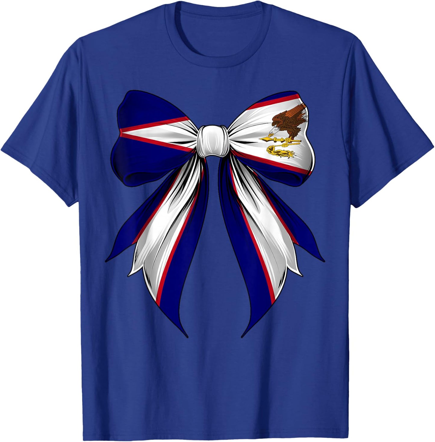 American Samoa Flag American Samoan Pride Coquette Ribbon T-Shirt - T-Shirt | Royal