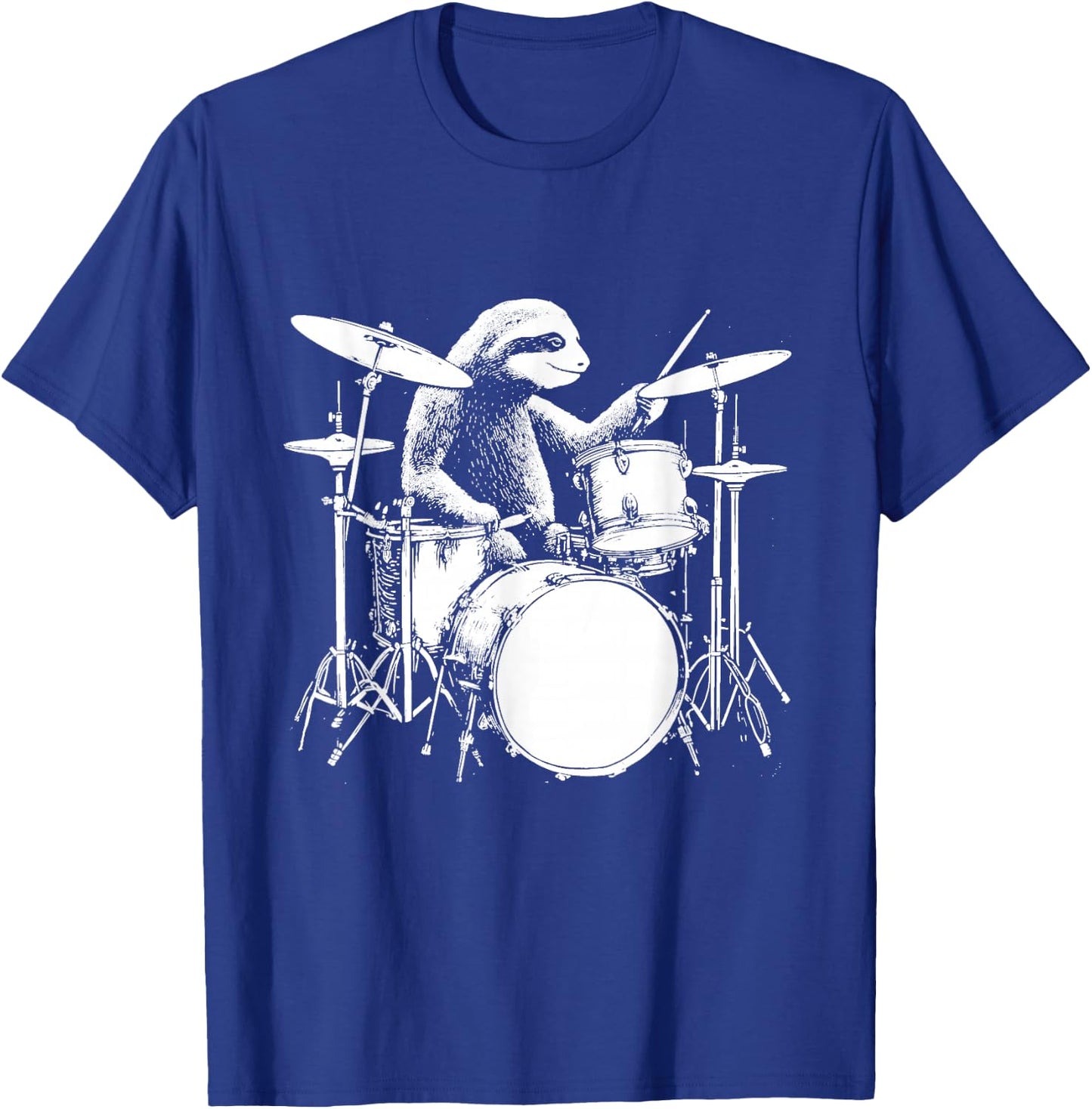 Sloth Plays Drums Funny Drumming Animal Drummer T-Shirt - T-Shirt | Royal