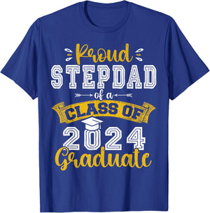 Proud Stepdad of a Class of 2024 Graduate funny Senior 2024 T-Shirt - T-Shirt | Royal