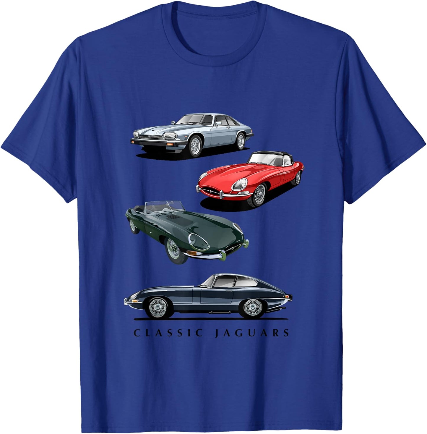 British Sports Cars - Classic Jaguars T-Shirt - T-Shirt | Royal