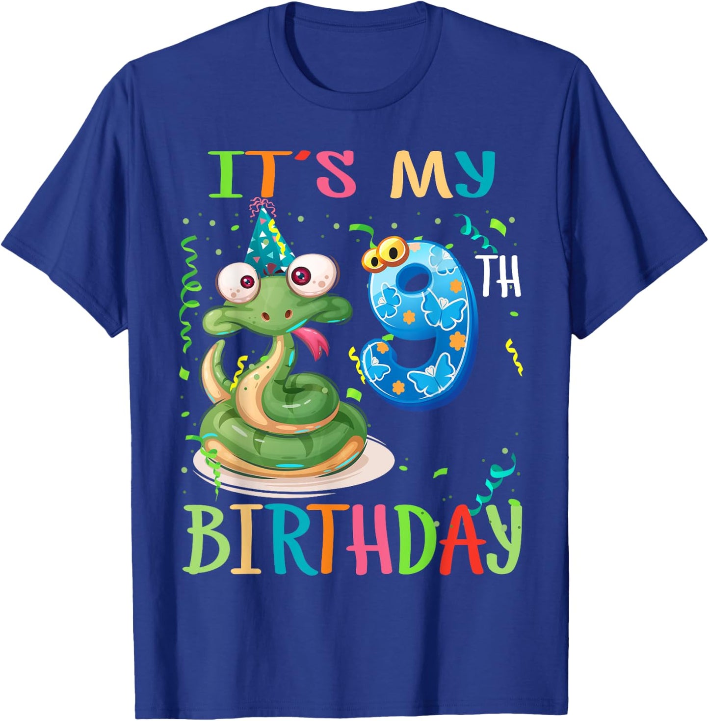 It's My 9th Birthday 9 Years Old Snake Boys Girls Teens T-Shirt - T-Shirt | Royal