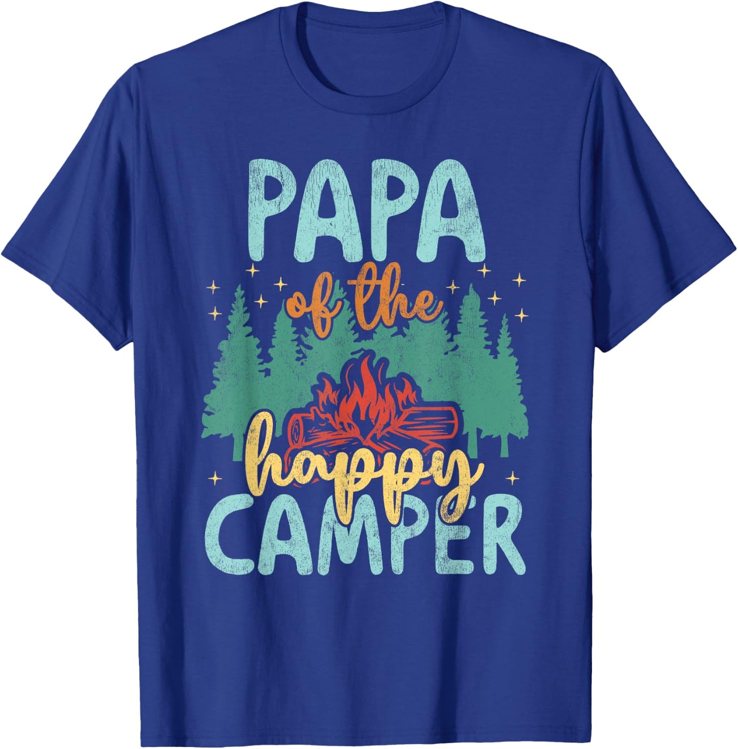 Papa of Happy Camper 1st Birthday Party Retro Papa T-Shirt - T-Shirt | Royal