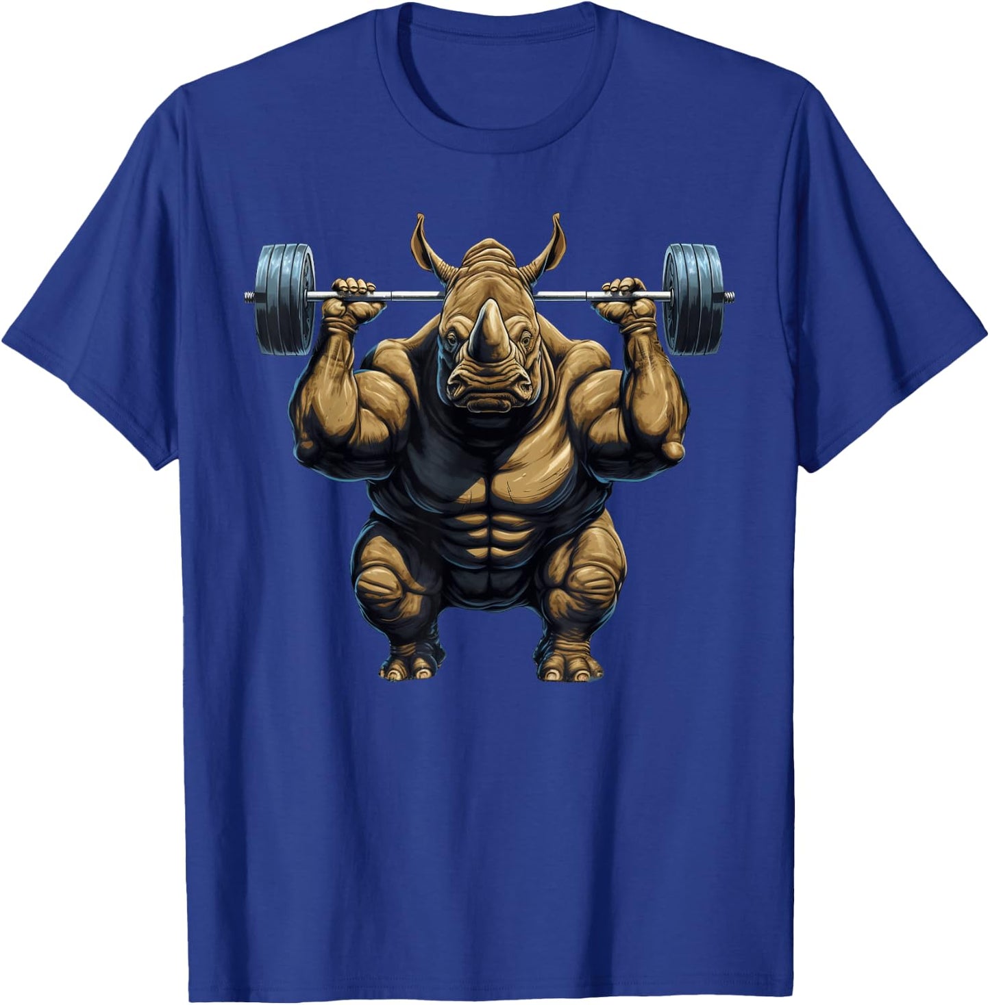 Rhino Powerlifting Weightlifting Rhinoceros Gym Workout T-Shirt - T-Shirt | Royal