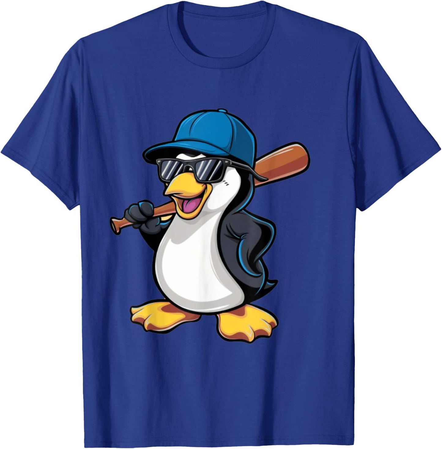 Penguin Baseball Panda Playing Baseball Penguin T-Shirt - T-Shirt | Royal
