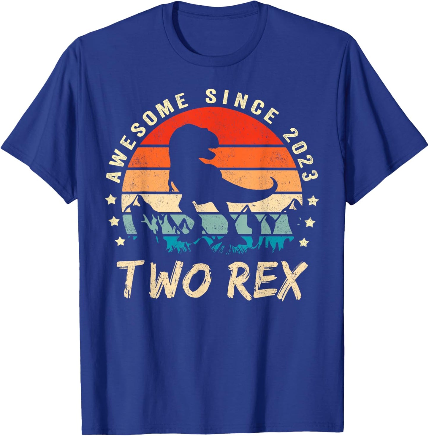 Two Rex 2nd Birthday Gift Second Dinosaur 2 Year Old T-Shirt - T-Shirt | Royal