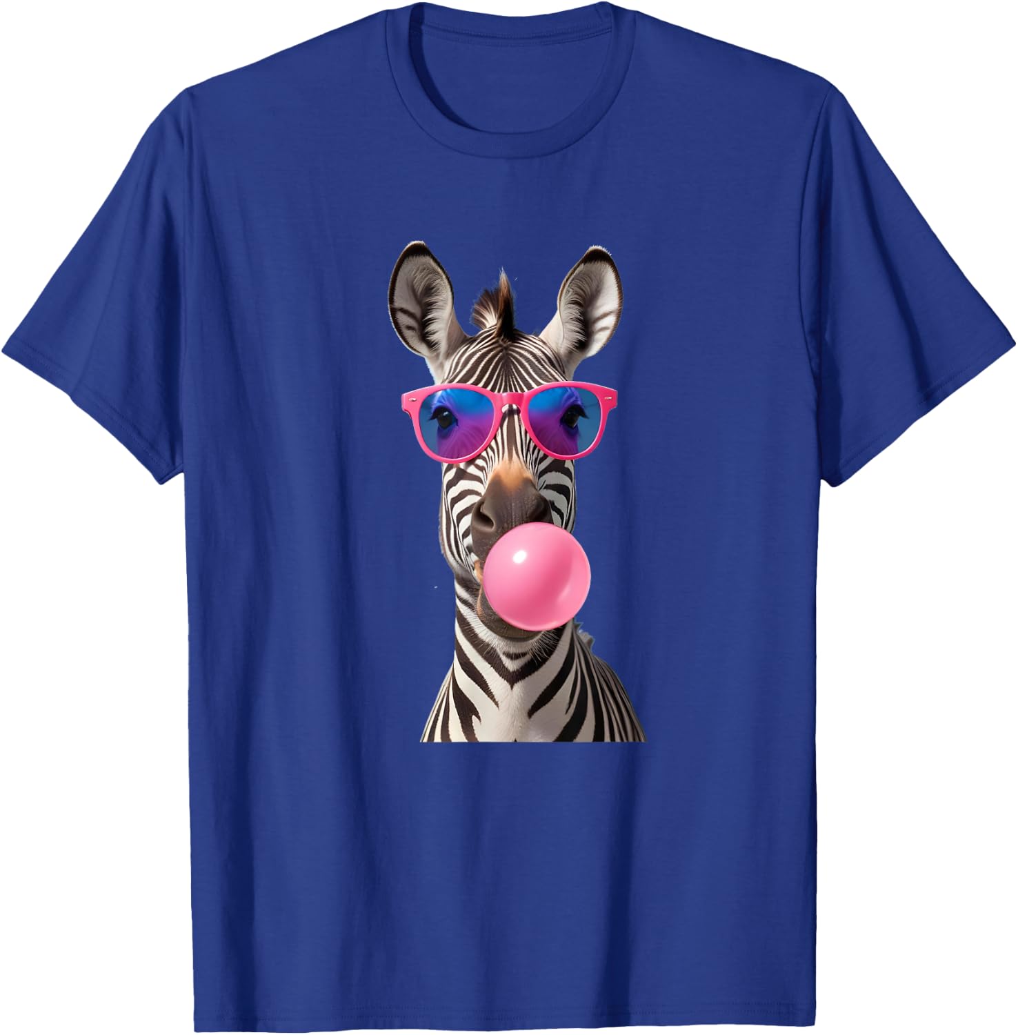 #snirt Funny Zebra Bubblegum Bubble Pink Sunglasses , black T-Shirt - T-Shirt | Royal