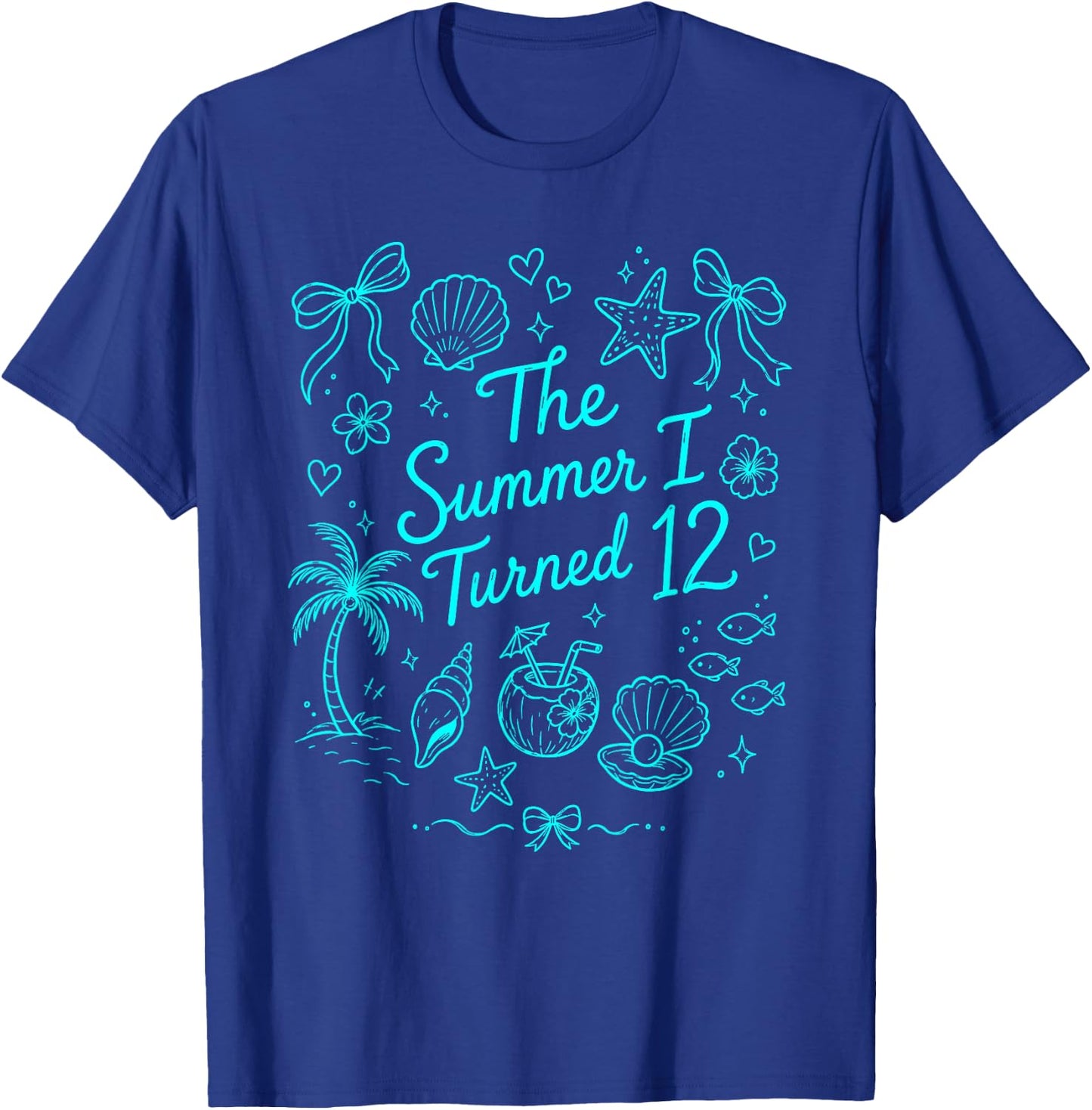 The Summer I Turned 12 Tropical Beach Birthday T-Shirt - T-Shirt | Royal