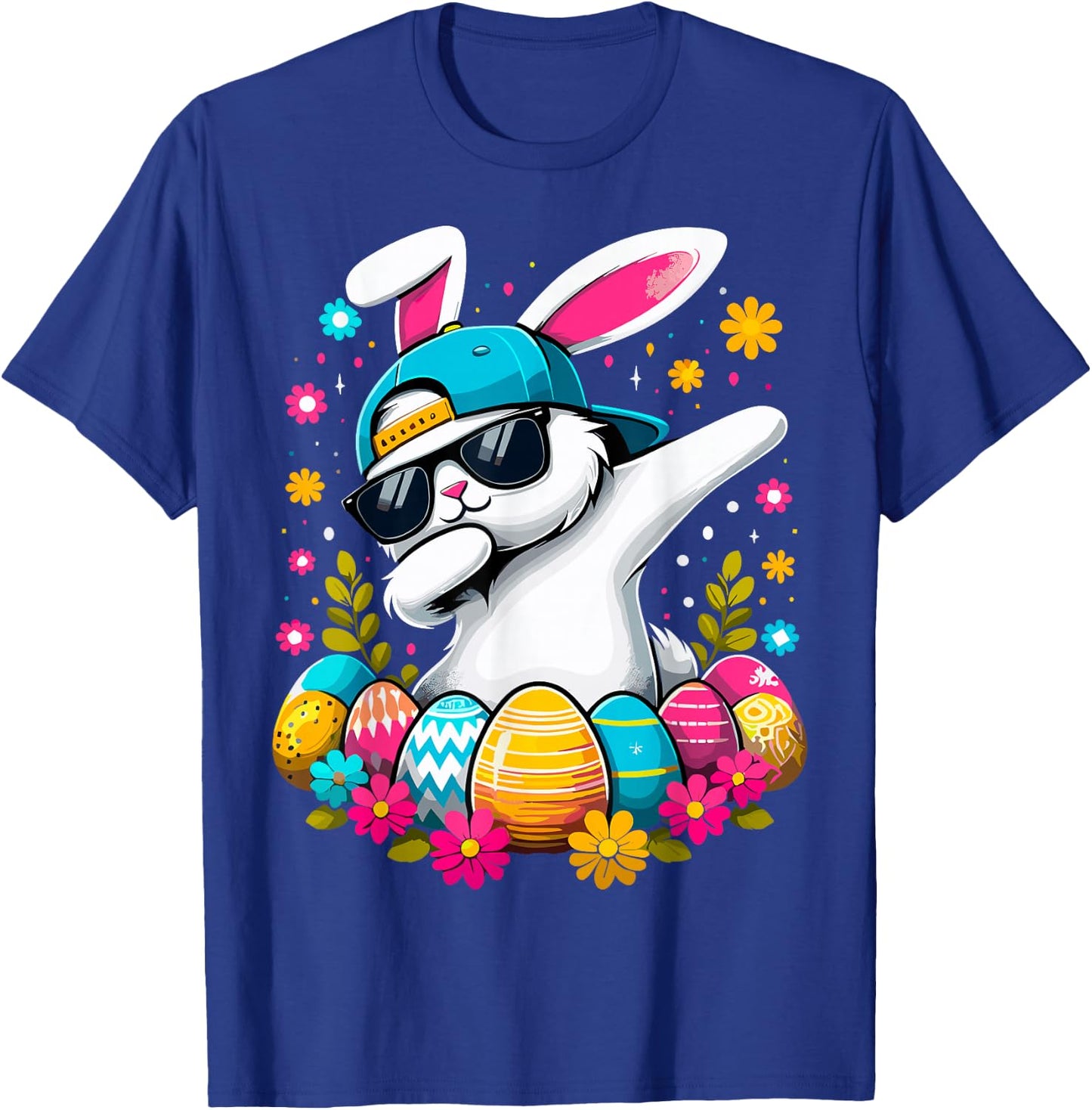 Happy Easter Eggs Cool Dabbing Bunny T-Shirt - T-Shirt | Royal