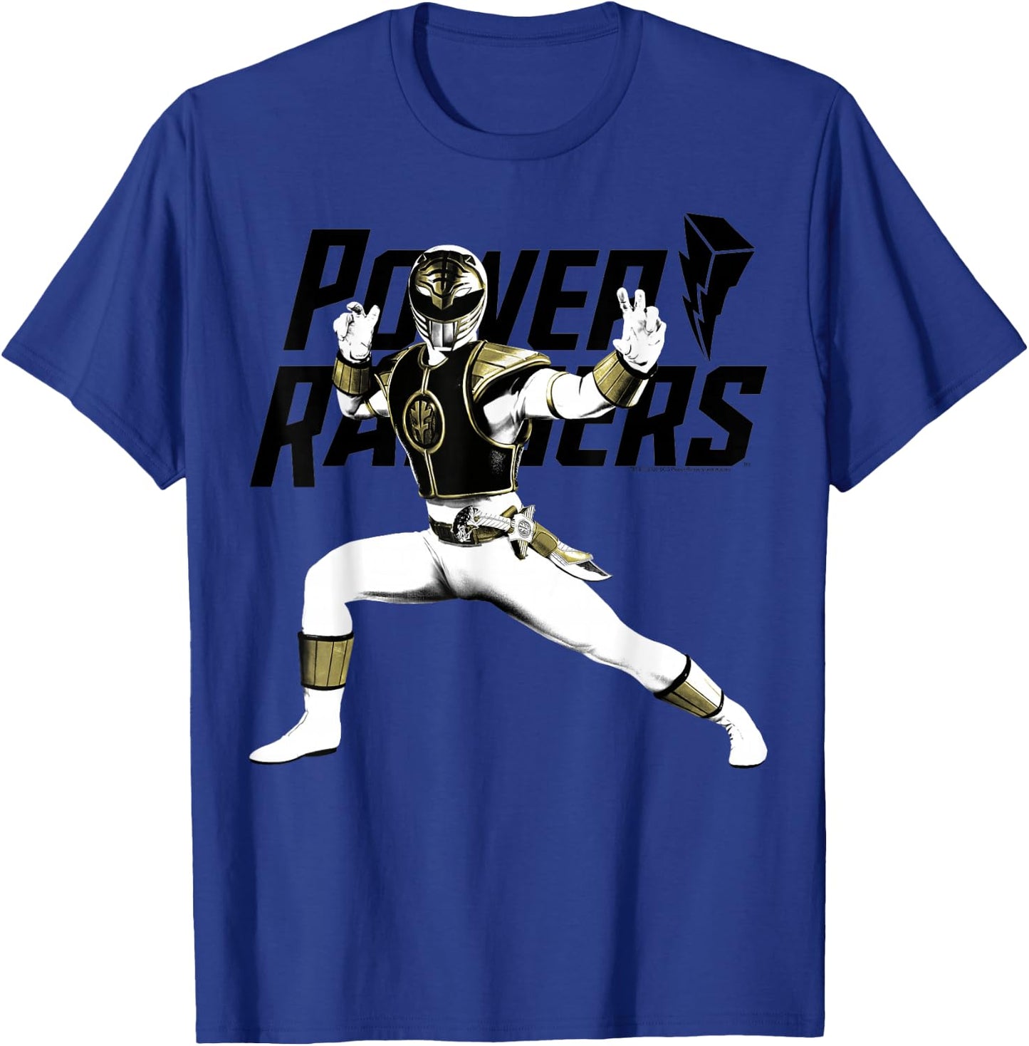 Power Rangers White Ranger Karate Action Pose Logo T-Shirt - T-Shirt | Royal