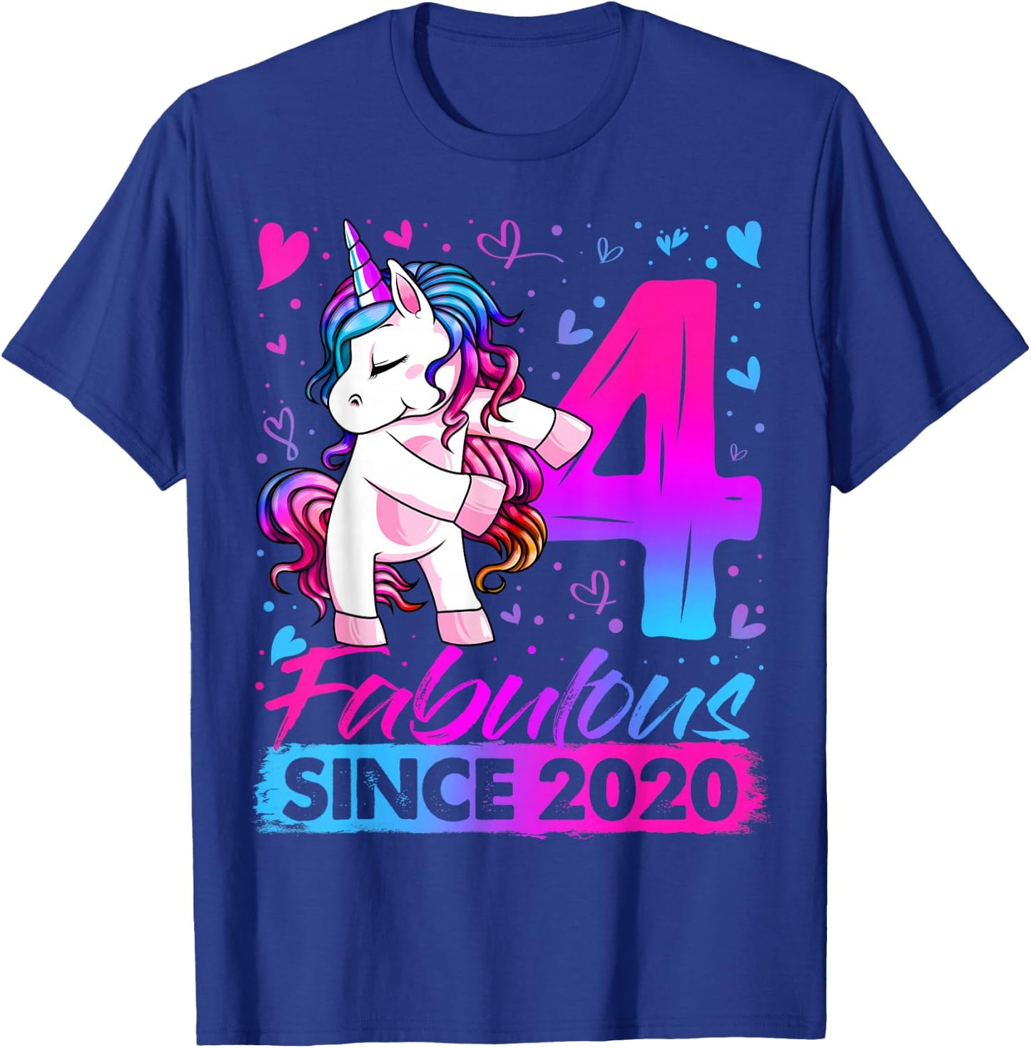 4 Years Old Flossing Unicorn Gifts 4th Birthday Girl Party T-Shirt - T-Shirt | Royal