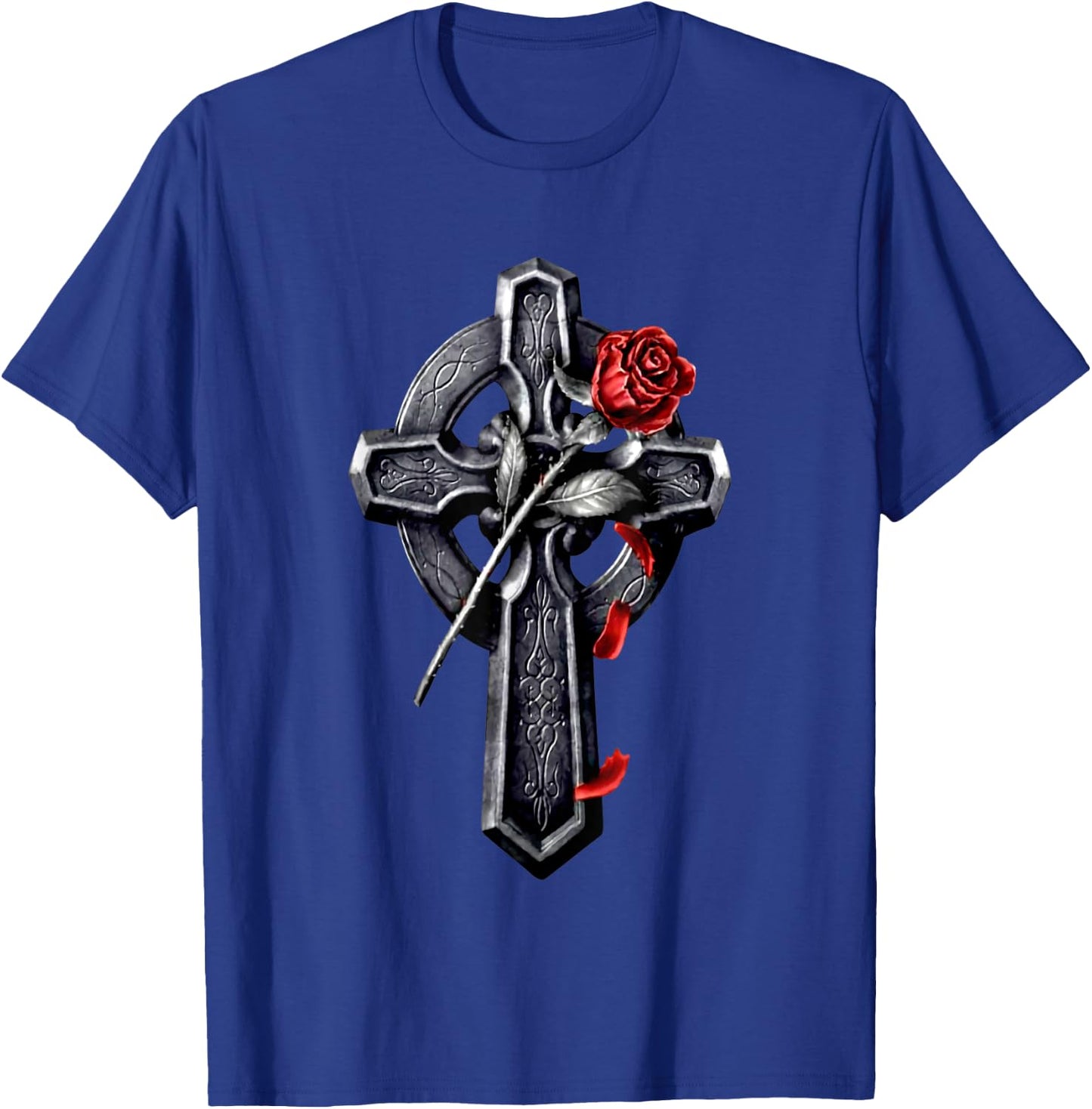 Faith Cross Rose Jesus Christian Lover T-Shirt - T-Shirt | Royal