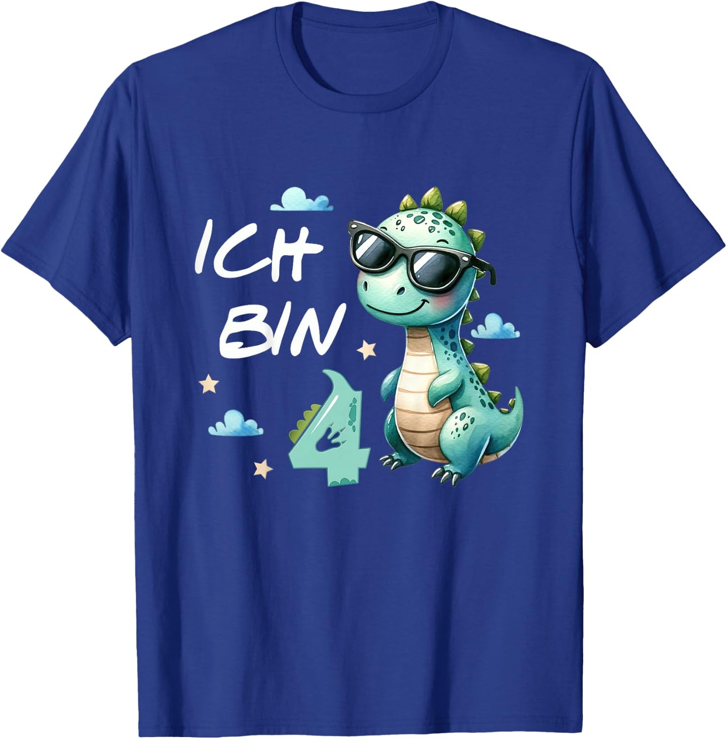 Children's 4th Birthday Boy Girl Gifts 4 Years Old Cool Dino , black T-Shirt - T-Shirt | Royal