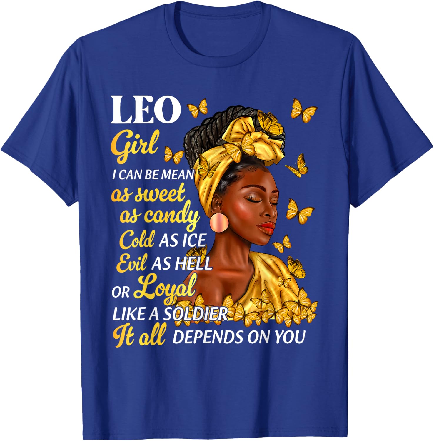 Leo Girl Black Woman Afro Queen Astrology Zodiac T-Shirt - T-Shirt | Royal
