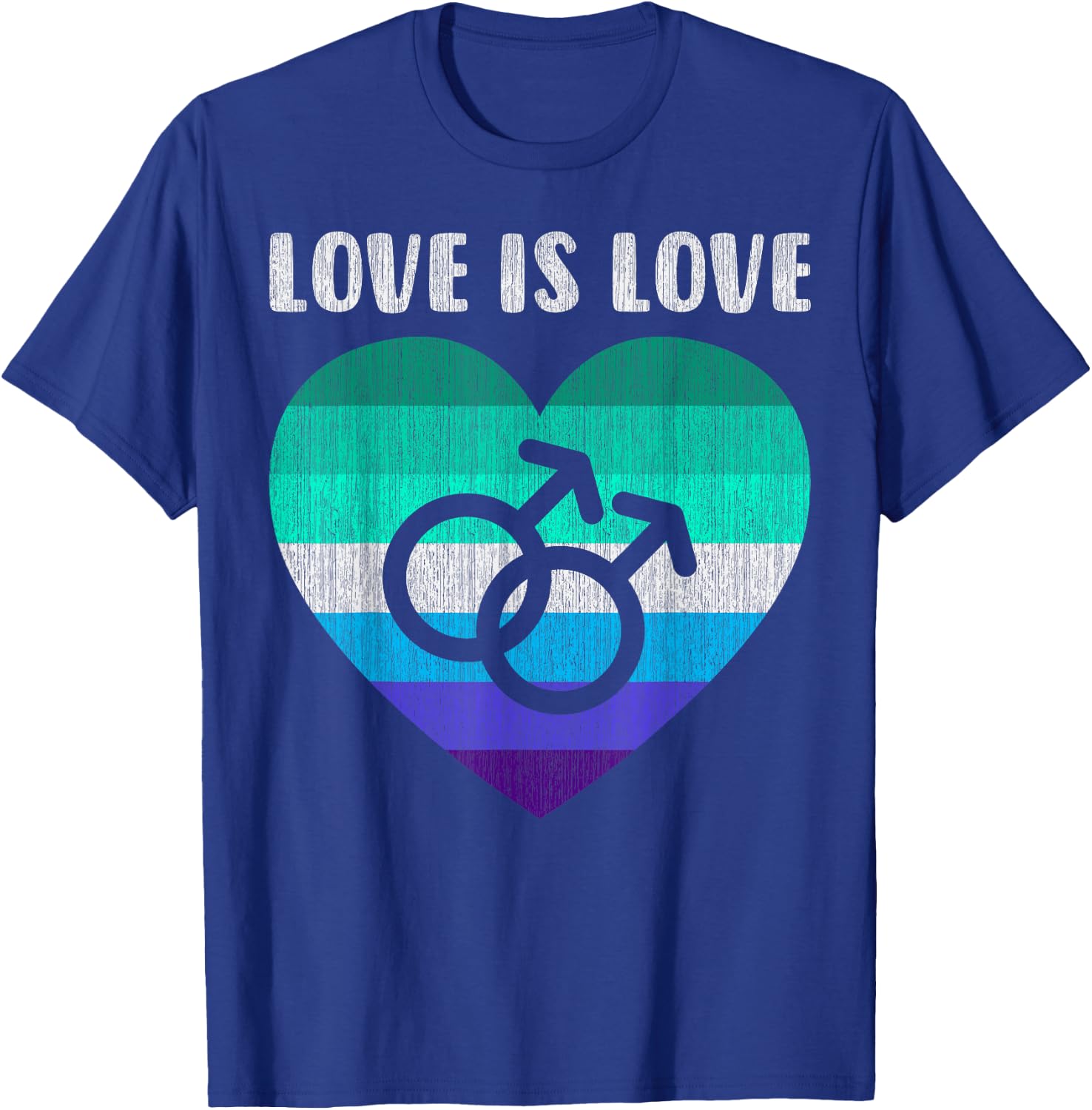 Gay Men's Symbol with Heart, Love is Love , black T-Shirt - T-Shirt | Royal