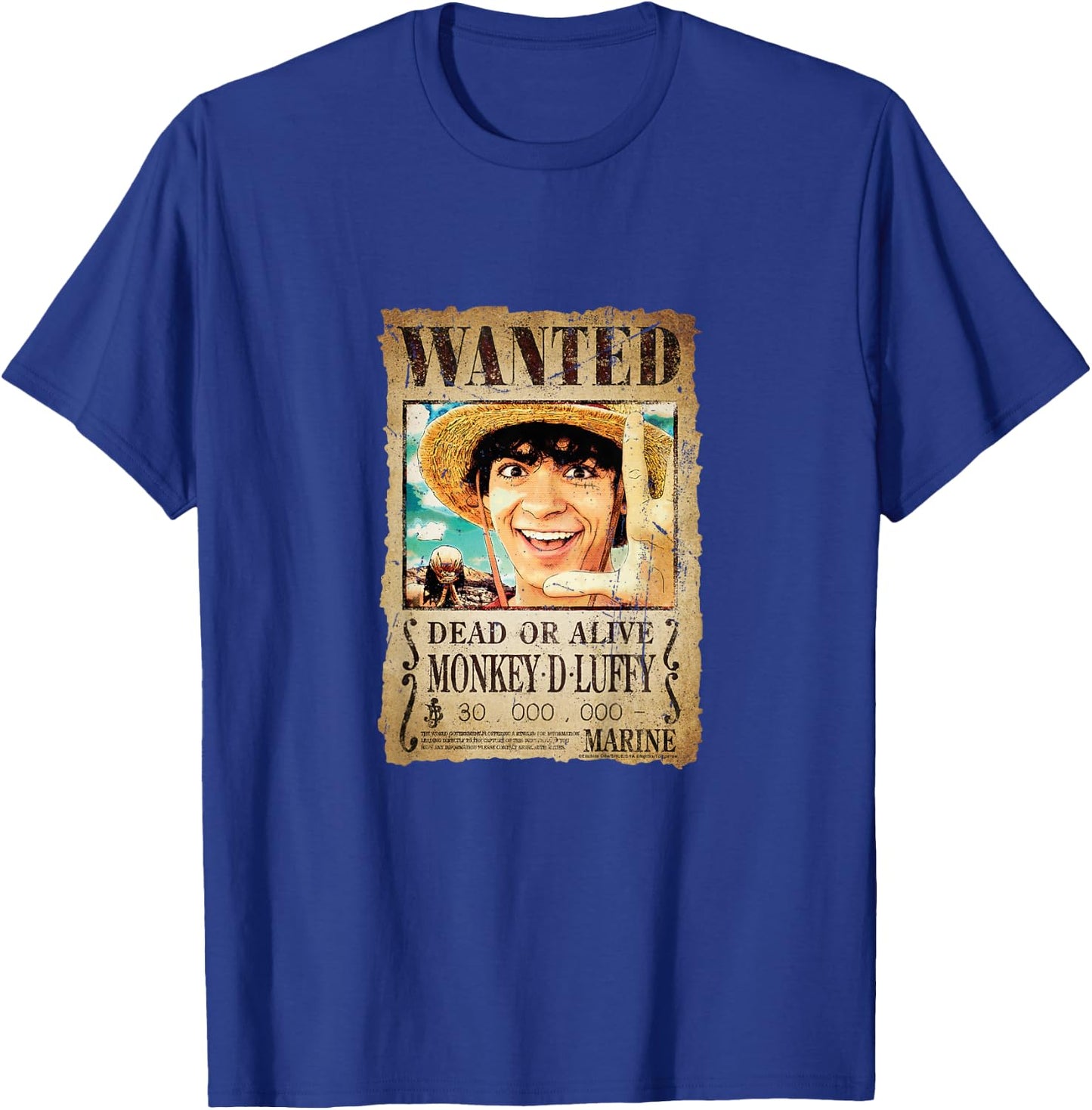 Children's Poster Monkey D Luffy Wanted Straw Hat Pirates Kids , Black, 2 T-Shirt - T-Shirt | Royal