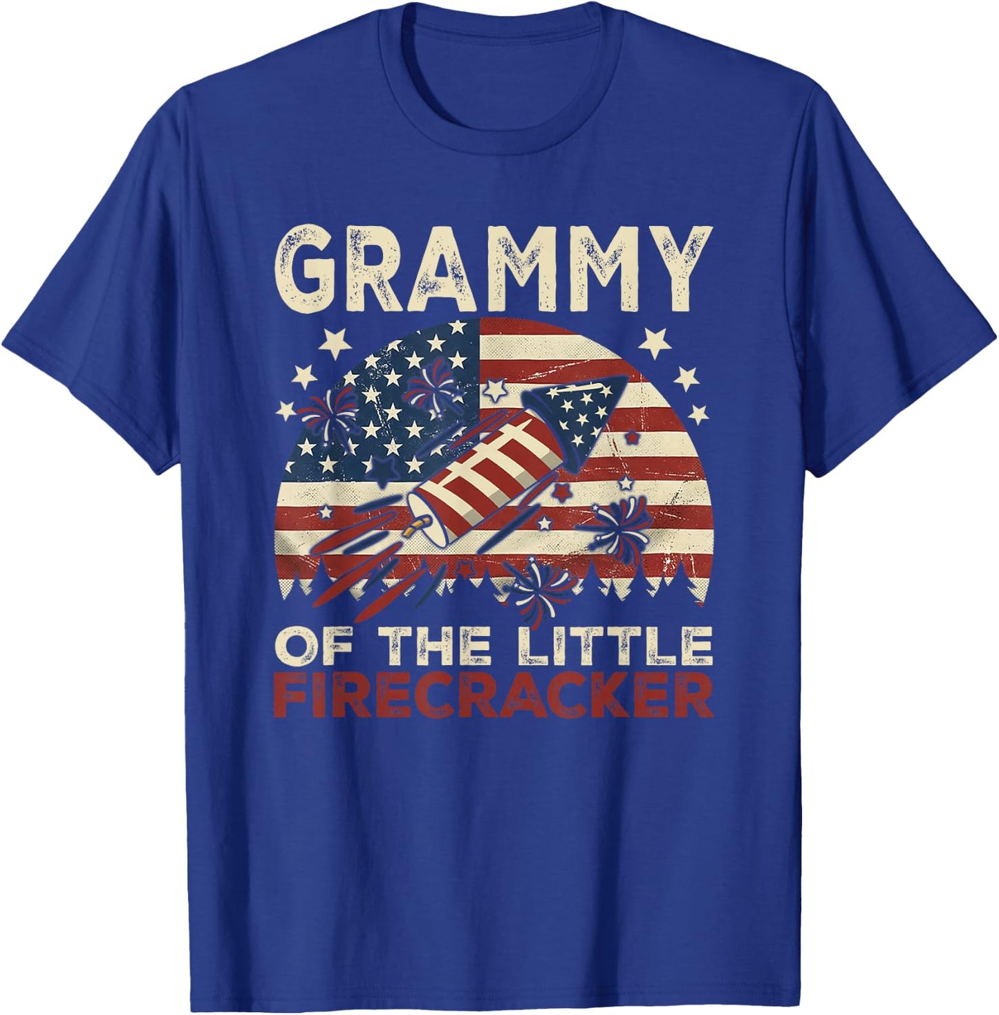 Grammy of The Little Firecracker Fourth of July Birthday T-Shirt - T-Shirt | Royal