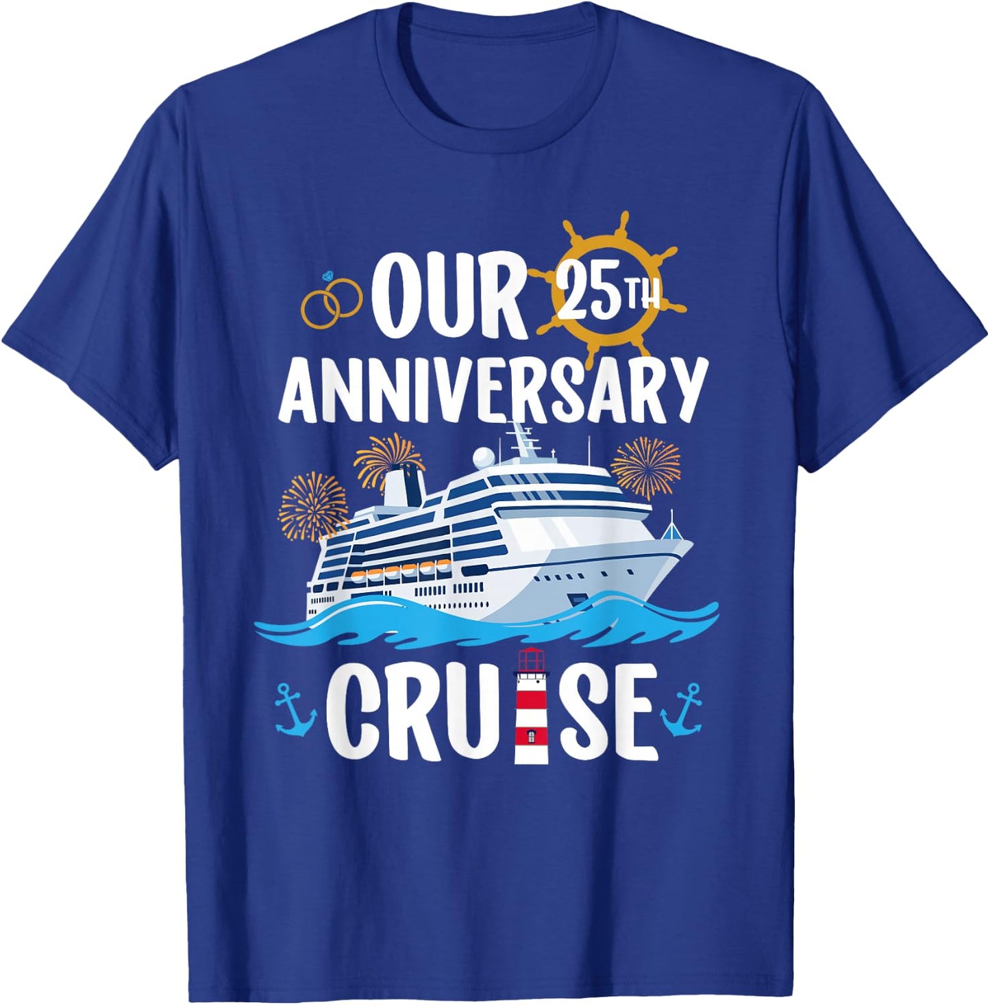 Our 25th Anniversary Cruise Trip Husband and Wife Cruising T-Shirt - T-Shirt | Royal
