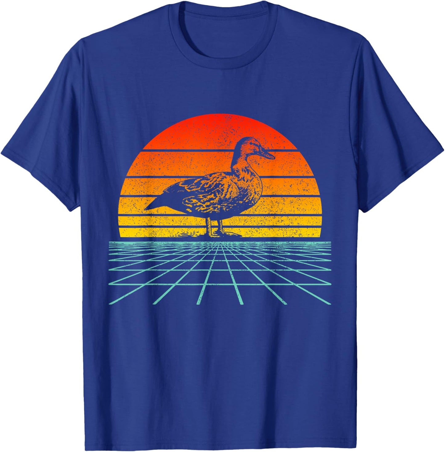 Duck Vintage Retro Sunset 80s Duck Lover T-Shirt - T-Shirt | Royal