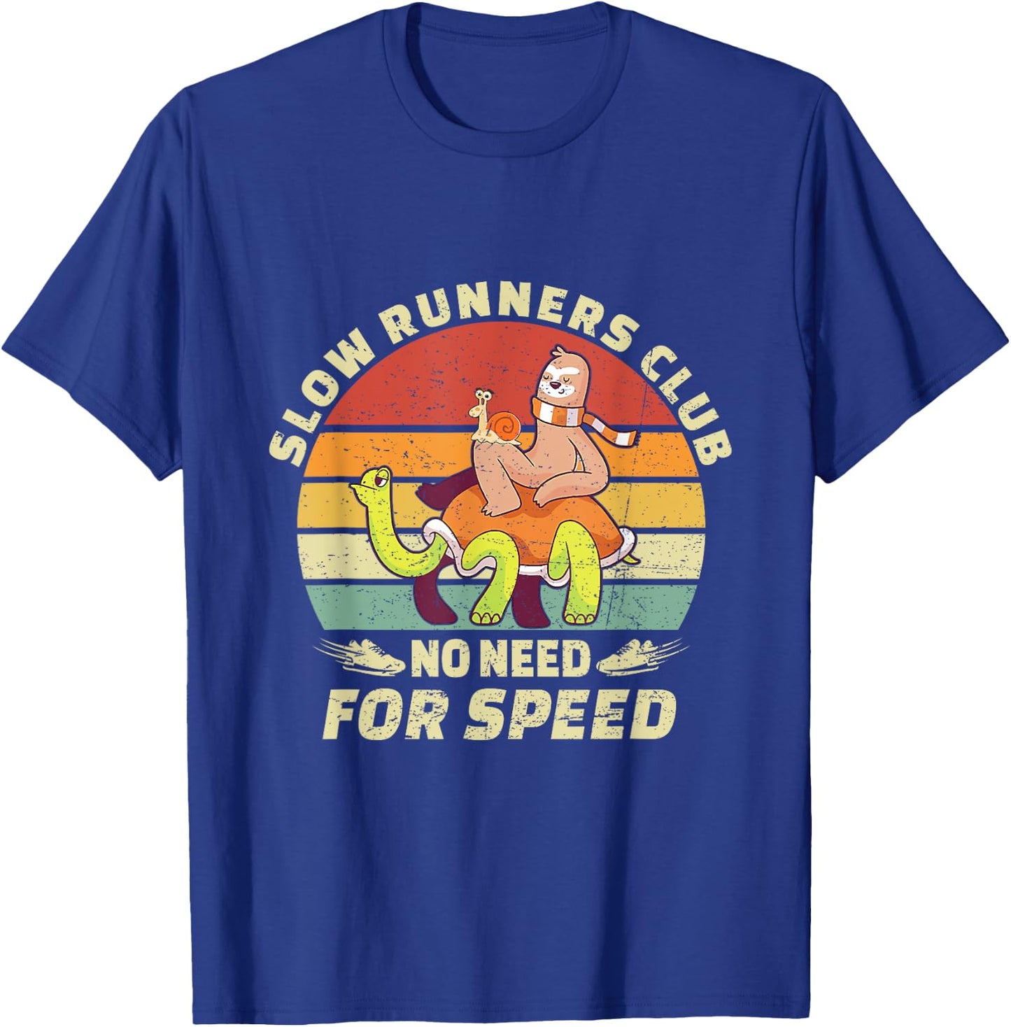 Retro Vintage Slow Runners Club Funny Sloth Running Team T-Shirt - T-Shirt | Royal