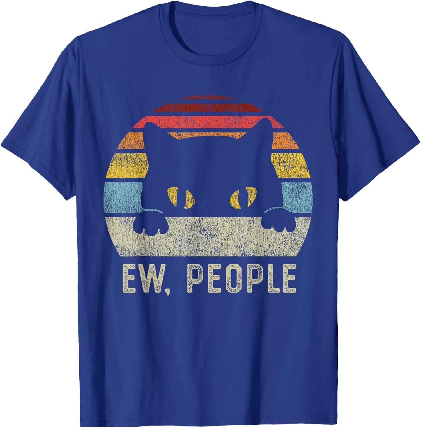 Ew People Retro Cat Funny Vintage Anti Social Introvert T-Shirt - T-Shirt | Royal