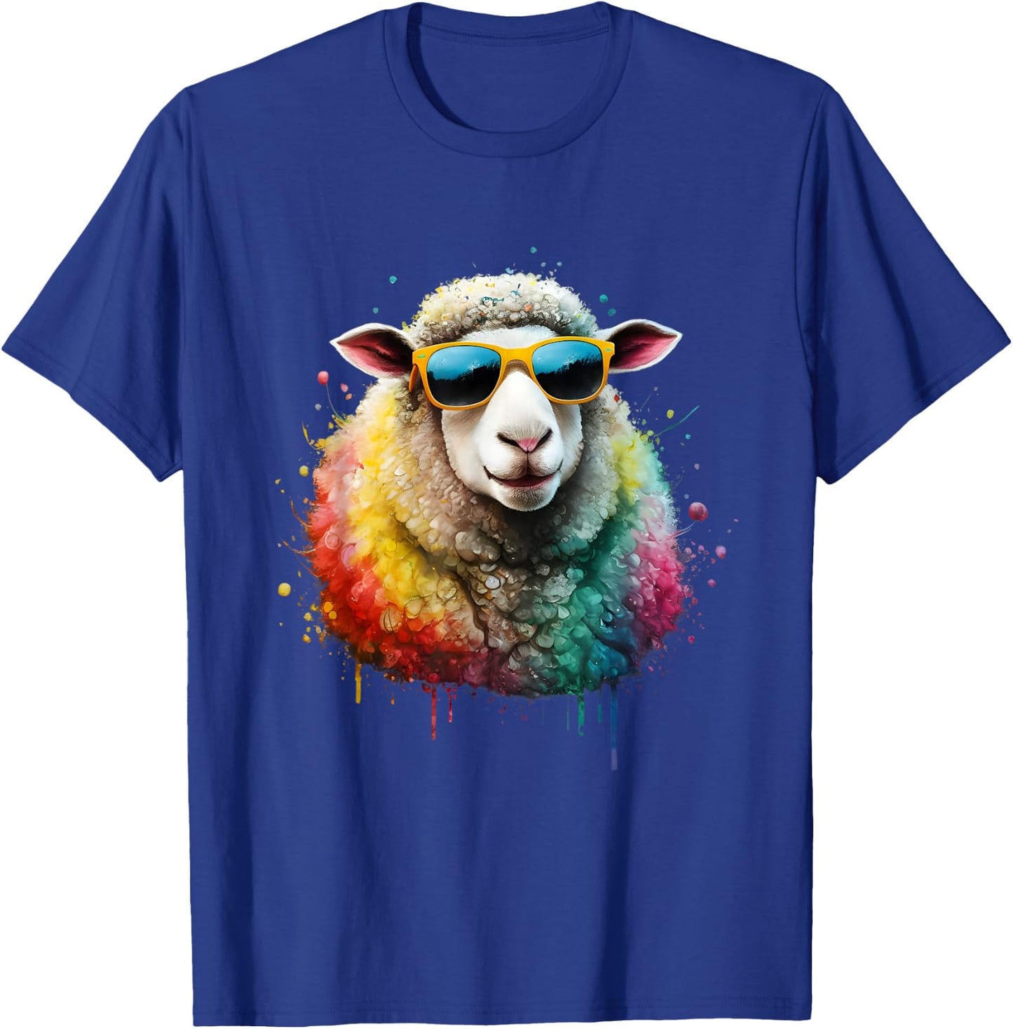 Sheep Men Woman Watercolor Colorful Sheep , Black, S T-Shirt - T-Shirt | Royal
