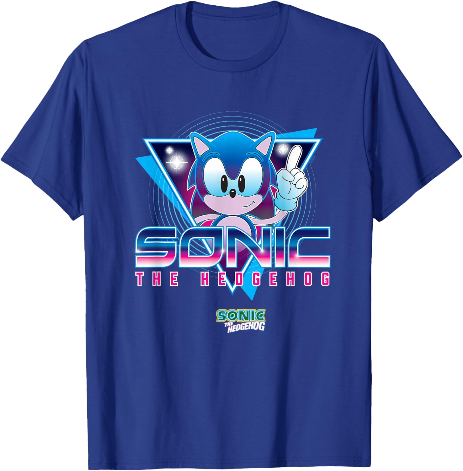 Sonic The Hedgehog Sonic Retro Neon Logo T-Shirt - T-Shirt | Royal