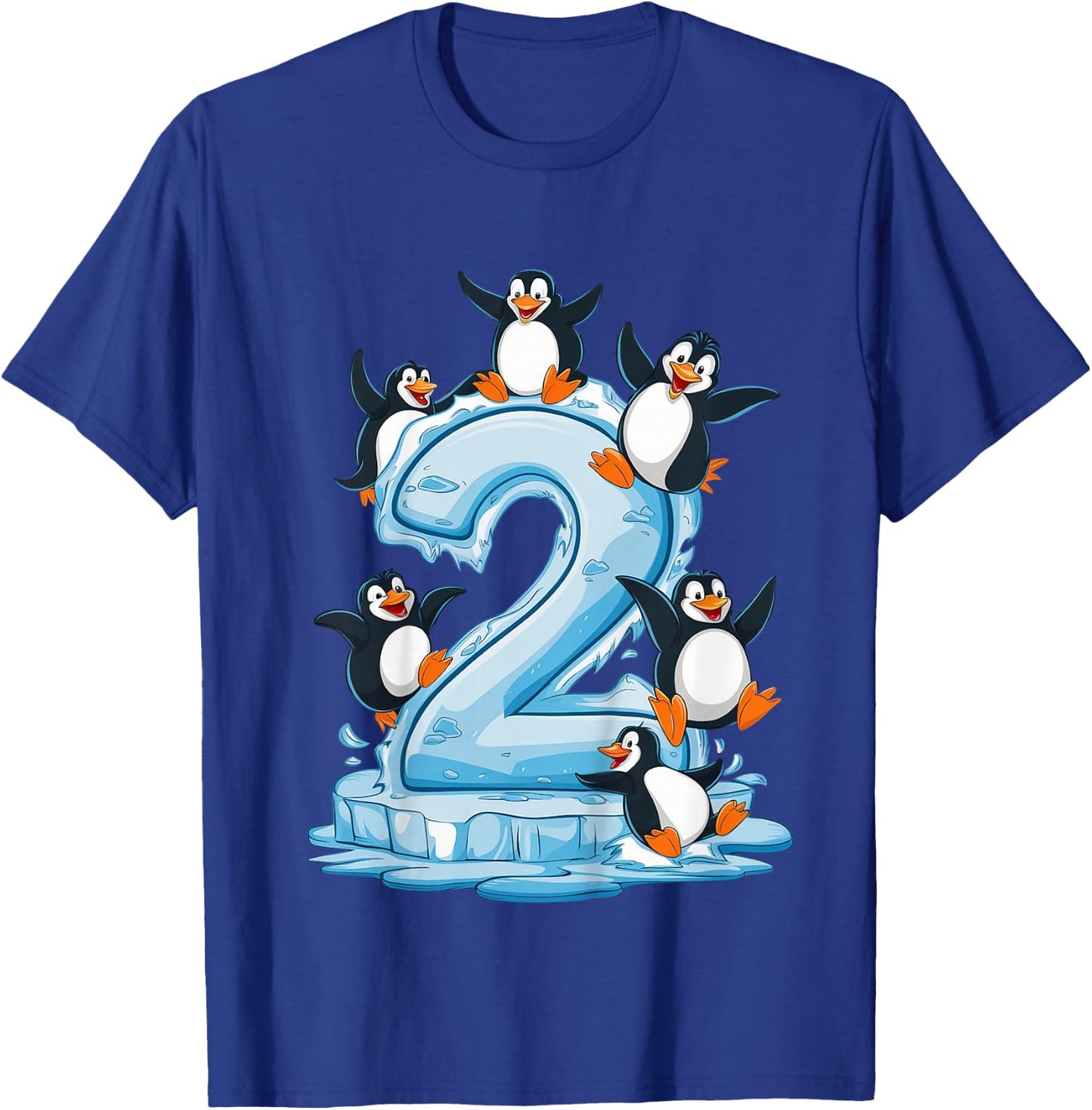 Kids Penguins 2nd Birthday Boys Girls 2 Years Penguin , black T-Shirt - T-Shirt | Royal