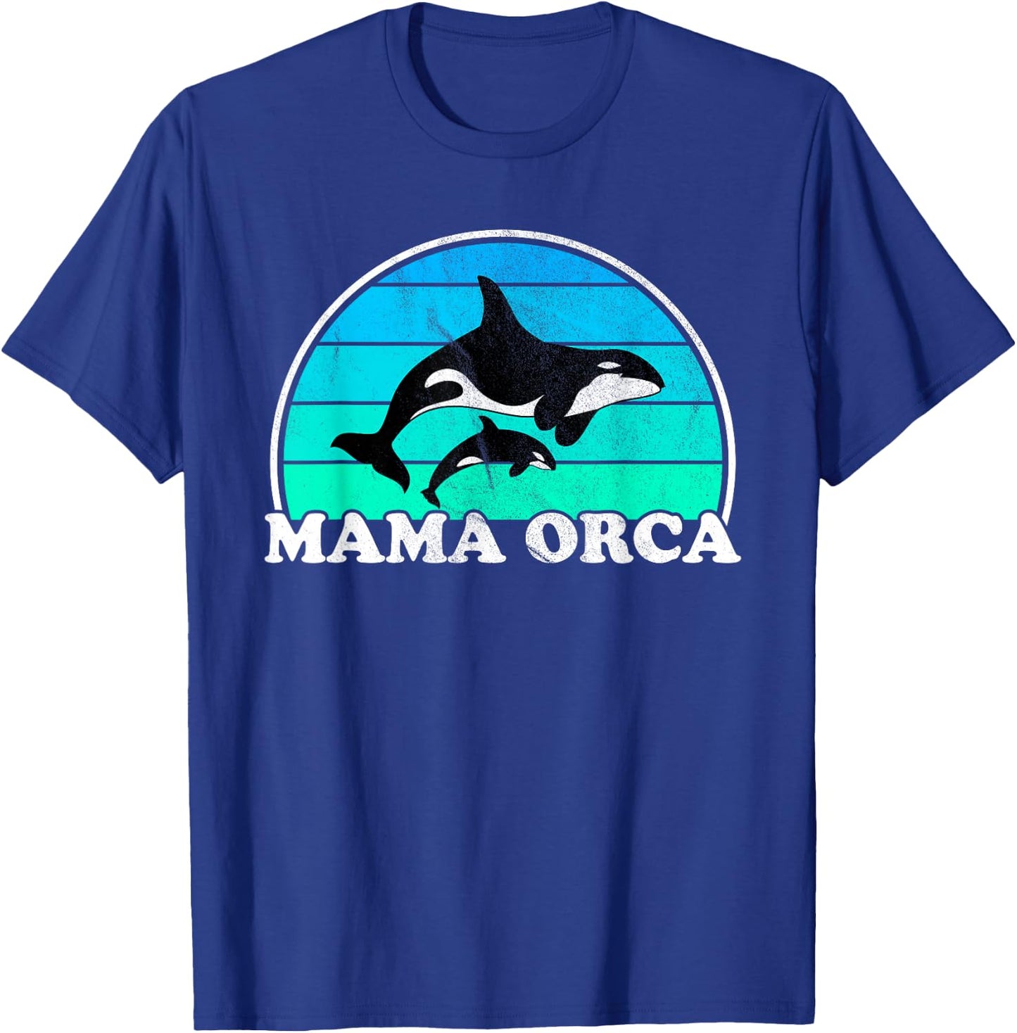 Mama Orca - Orcas Whale Mother Sea Ocean Retro Mom T-Shirt - T-Shirt | Royal