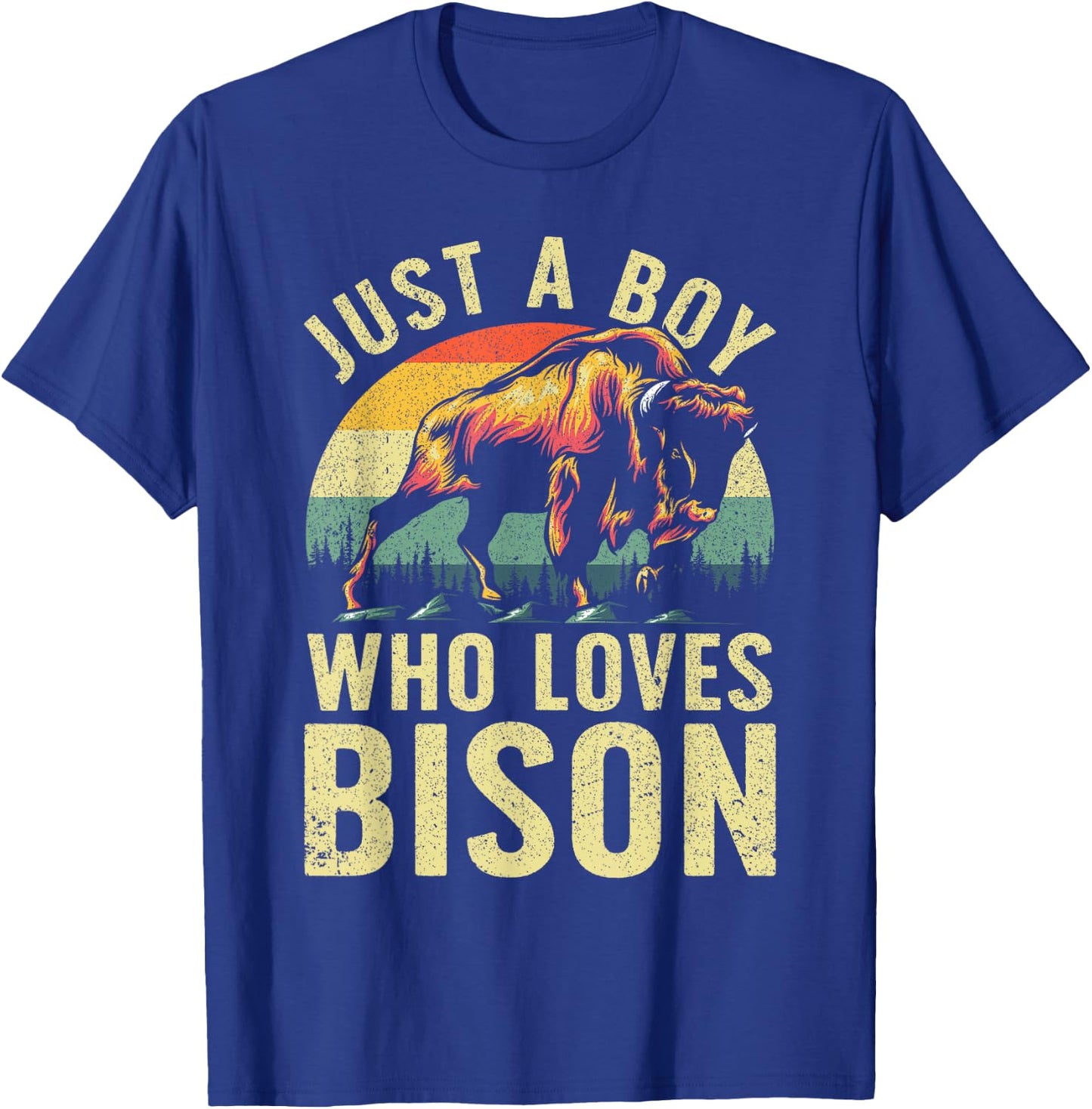 Funny Bison Design For Boys Men Buffalo Bovid Animal Lovers T-Shirt - T-Shirt | Royal