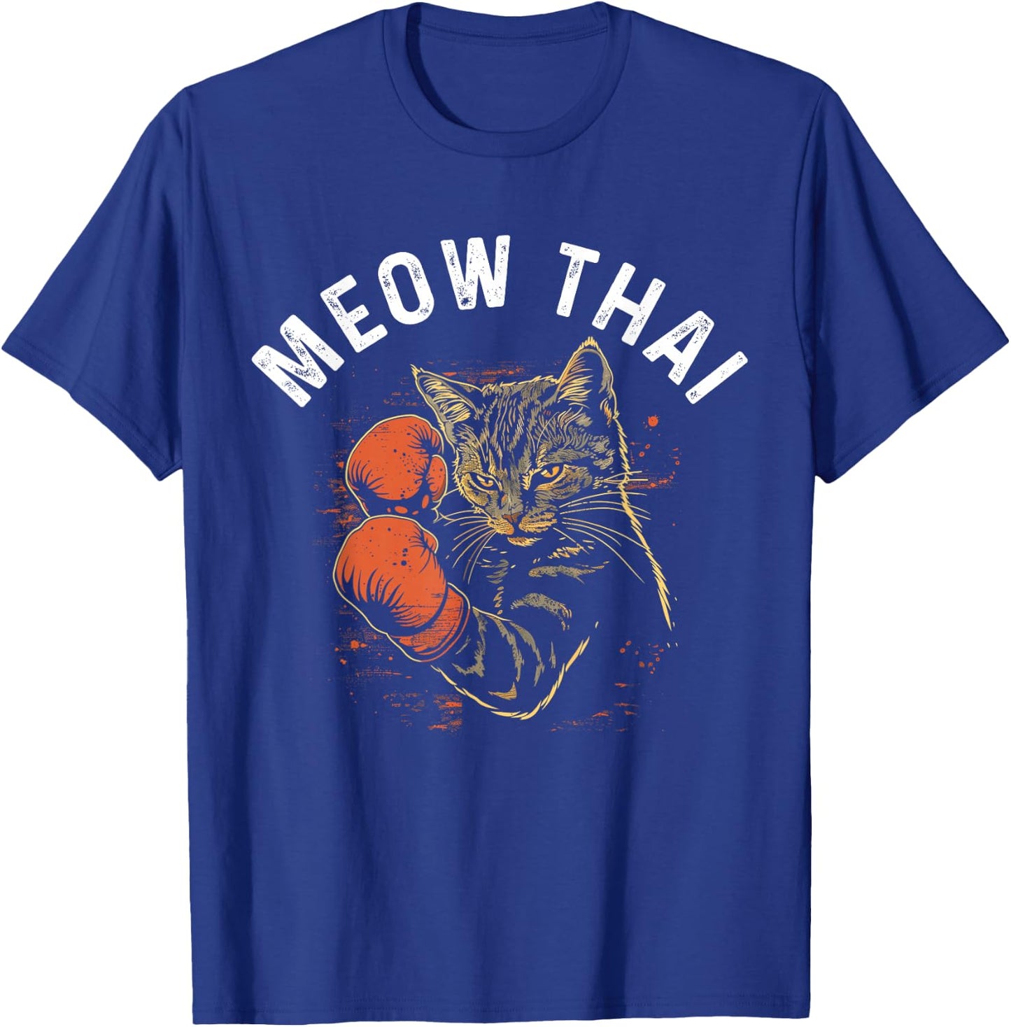 Meow Thai Funny Muay Thai Boxing Cat Martial Arts MMA Boxer T-Shirt - T-Shirt | Royal