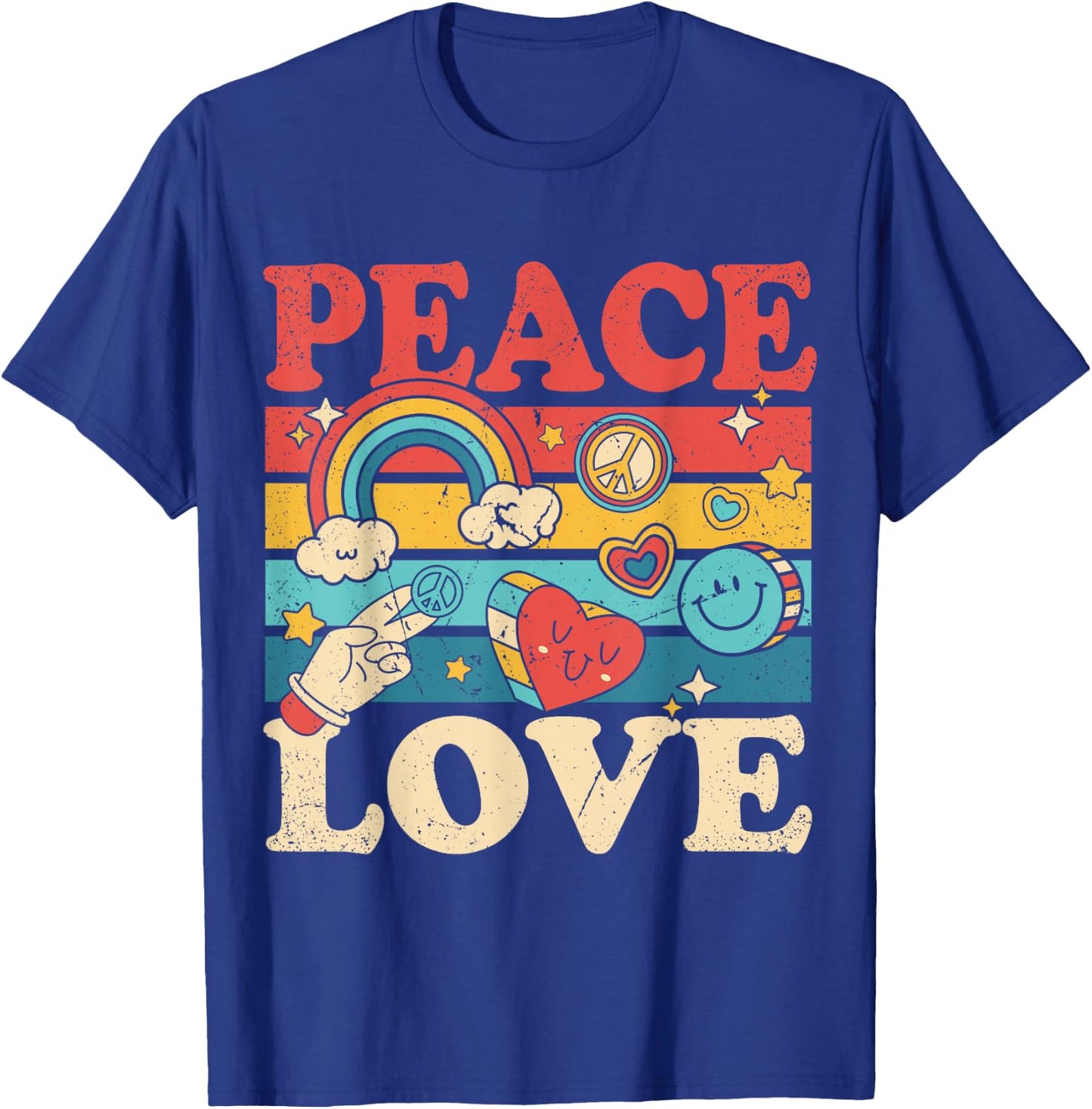 Peace Love 60's 70's 80's Party Outfit Groovy Hippie Costume , black T-Shirt - T-Shirt | Royal