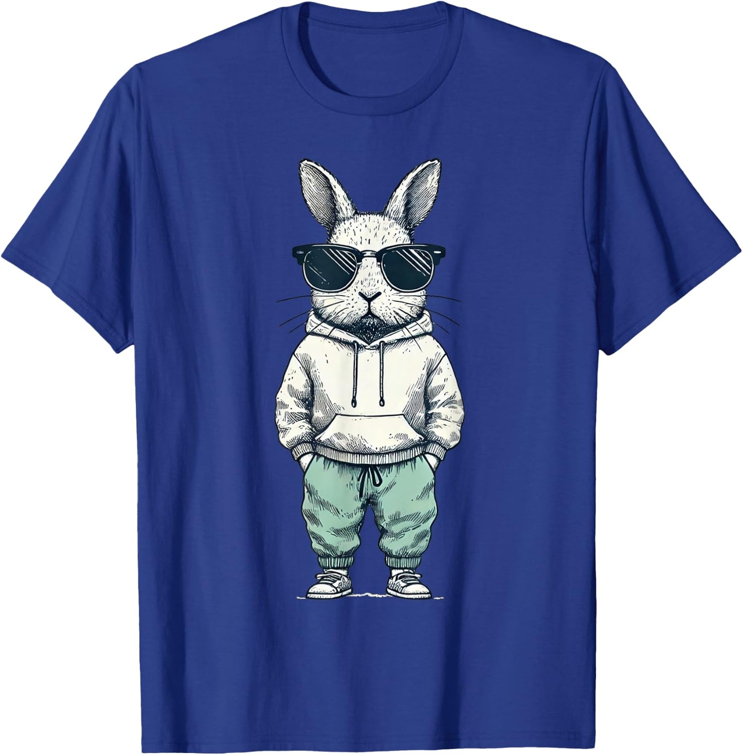 Boys Easter Shirt Bunny Rabbit with Sunglasses Kids T-Shirt - T-Shirt | Royal