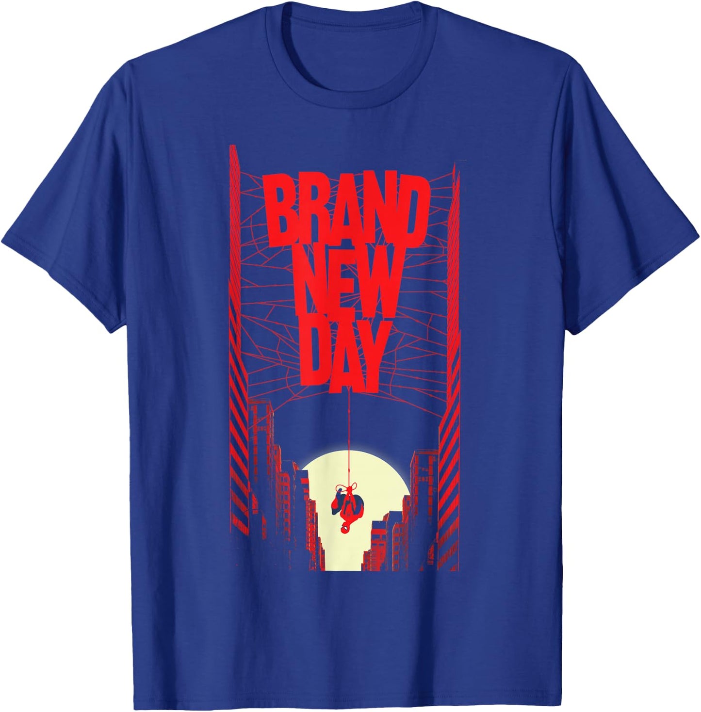 Marvel Studios Spider-Man: BND Movie 2026 City Web Title T-Shirt - T-Shirt | Royal