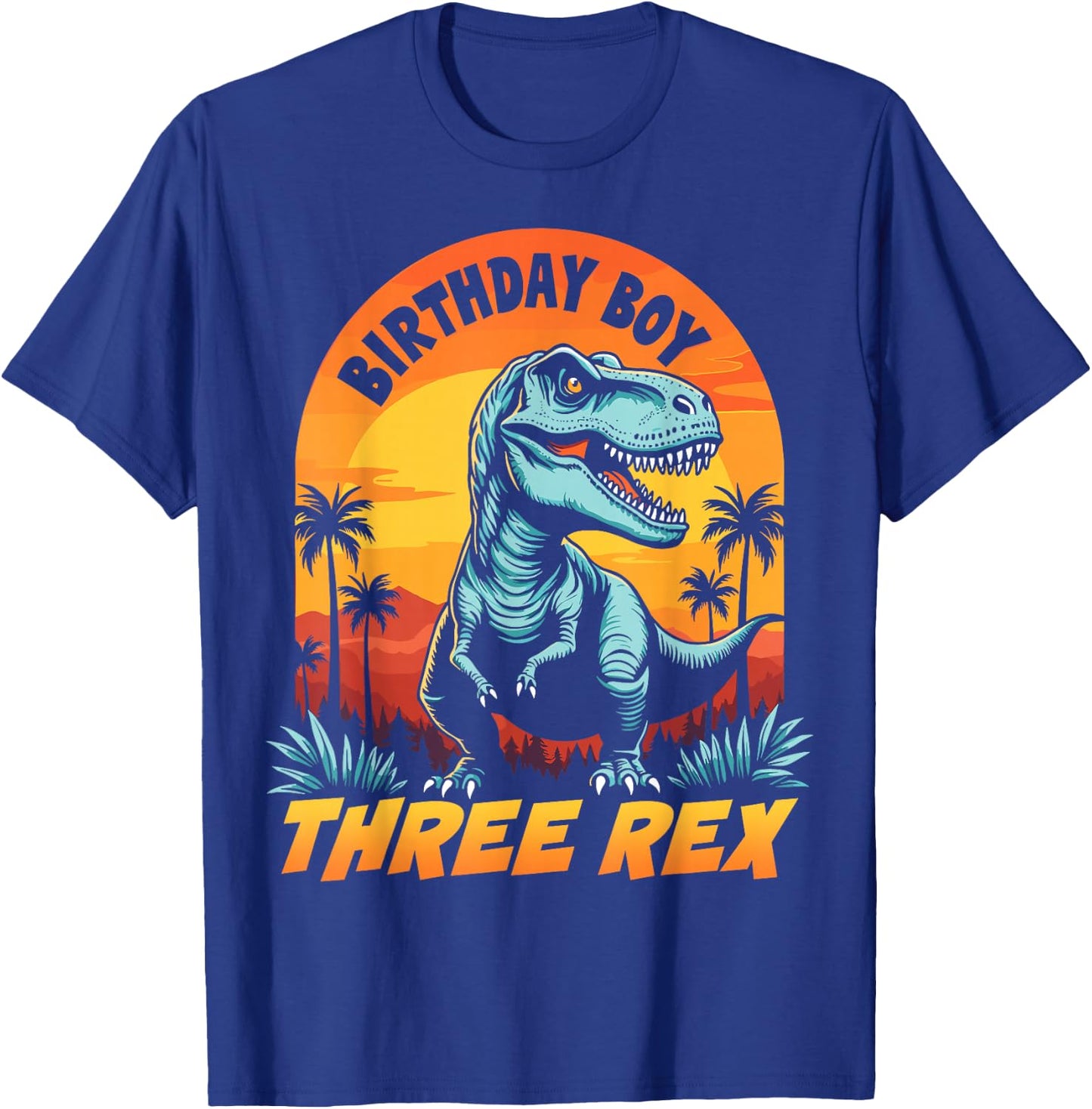 Three Rex T-Rex Boys 3rd Birthday Dinosaur Party Dino Lover T-Shirt - T-Shirt | Royal