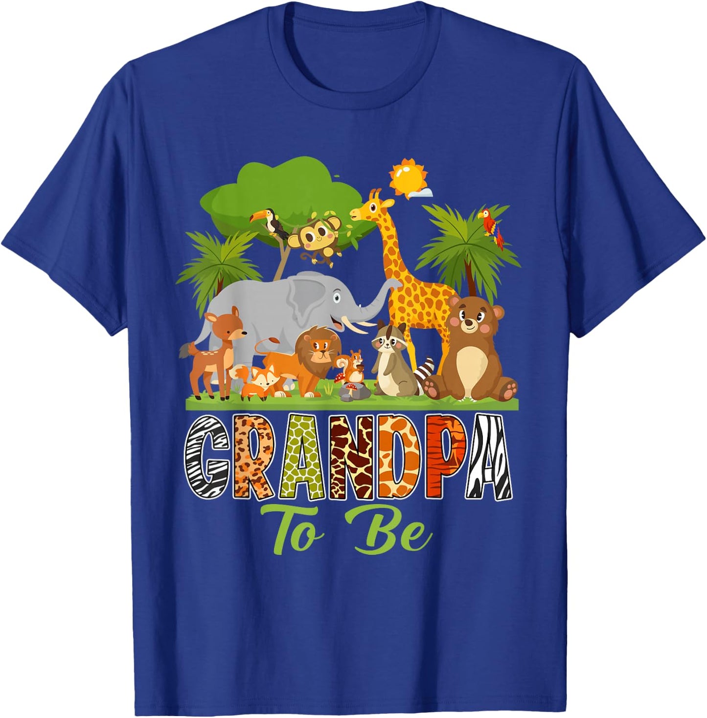 Soon To Be Grandpa Jungle Animal Safari Baby Announcement T-Shirt - T-Shirt | Royal