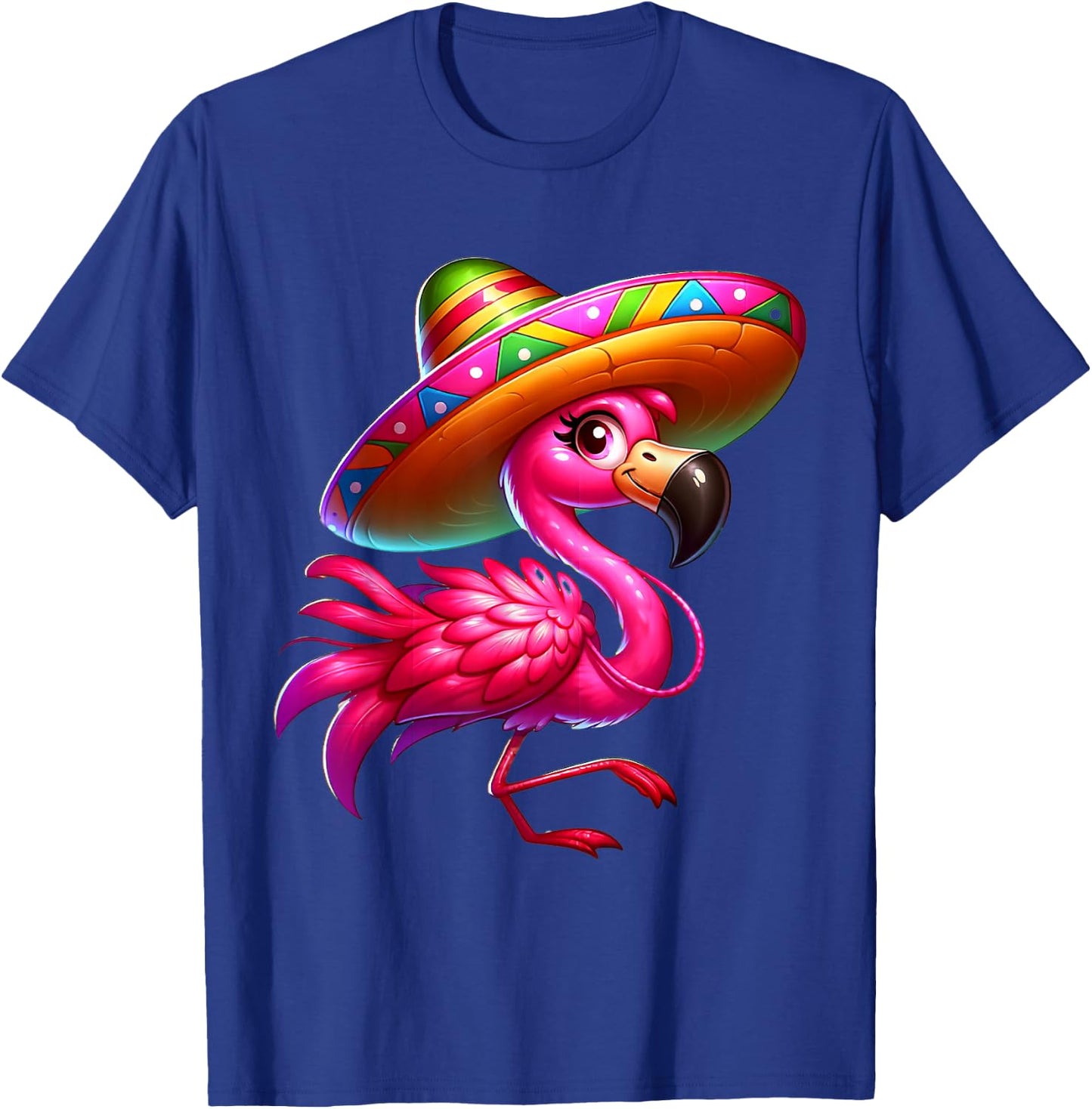 Cinco de Mayo Flamingo Wearing Mexican Sombrero Men Women T-Shirt - T-Shirt | Royal