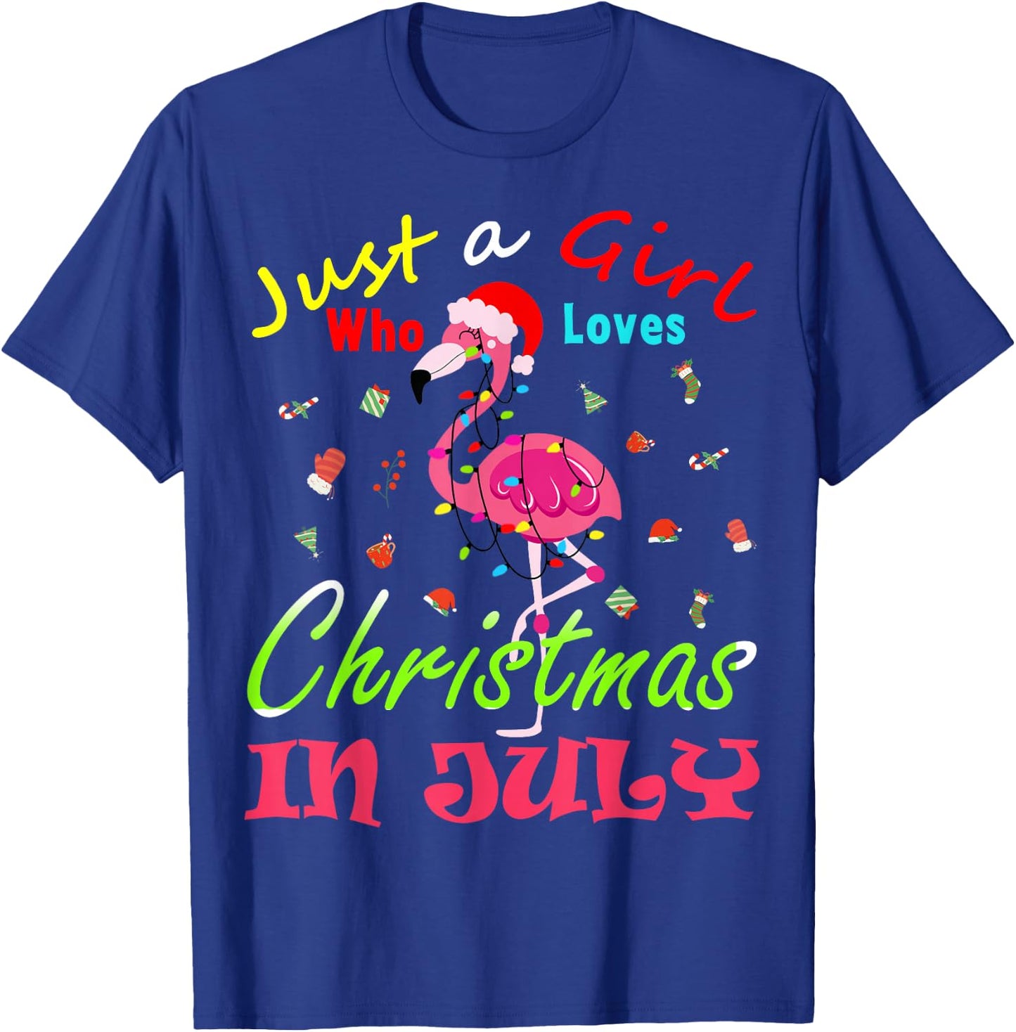 Just A Girl Who Loves Christmas In July Flamingo T-Shirt - T-Shirt | Royal