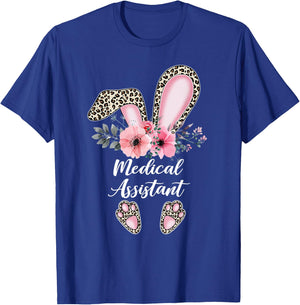 Medical Assistant Leopard Rabbit Bunny Easter Day MA Gift T-Shirt - T-Shirt | Royal